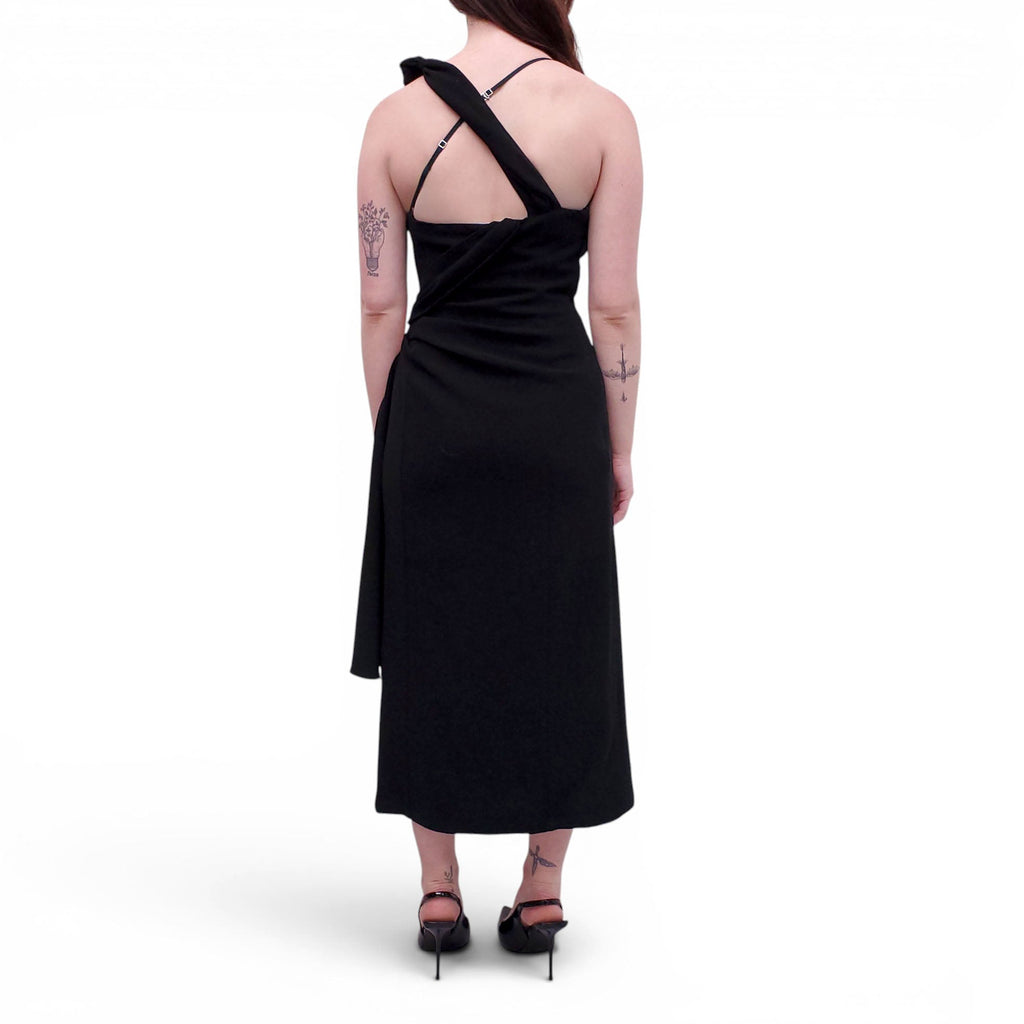 JACQUEMUS BLACK 'LE RAPHIA' RUCHED DRESS - SIZE 38