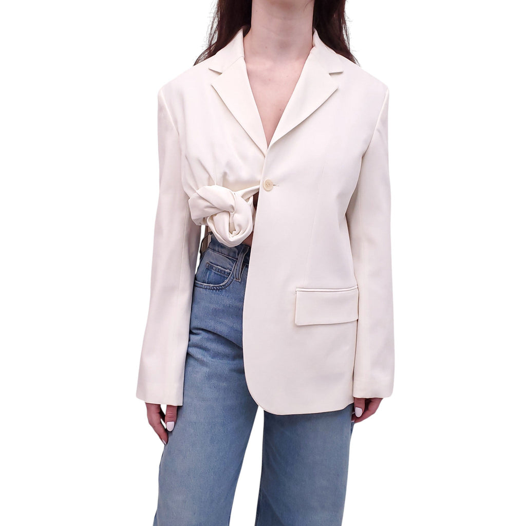 JACQUEMUS CREAM KNOTTED BLAZER - SIZE 36