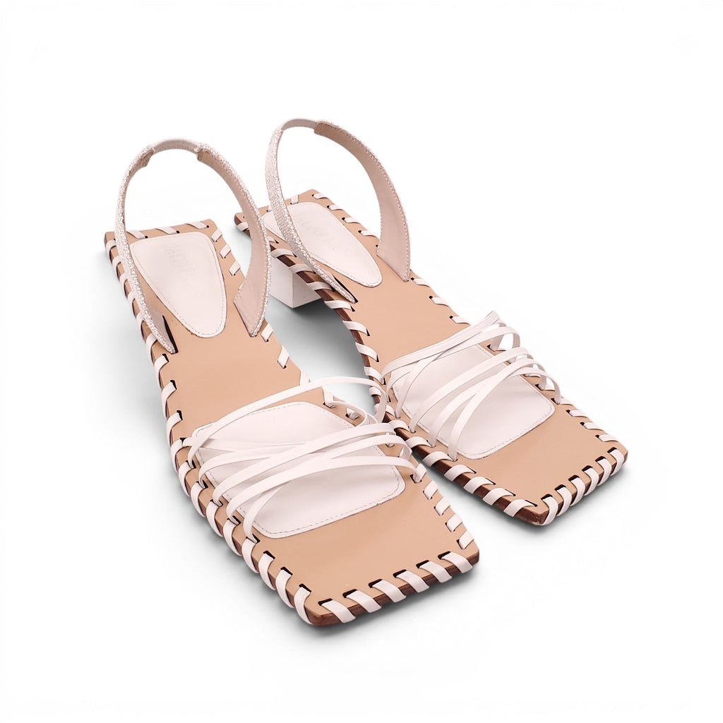 JACQUEMUS OFF-WHITE 'LES SANDALES VALERIE' KITTEN HEELS - SIZE 40