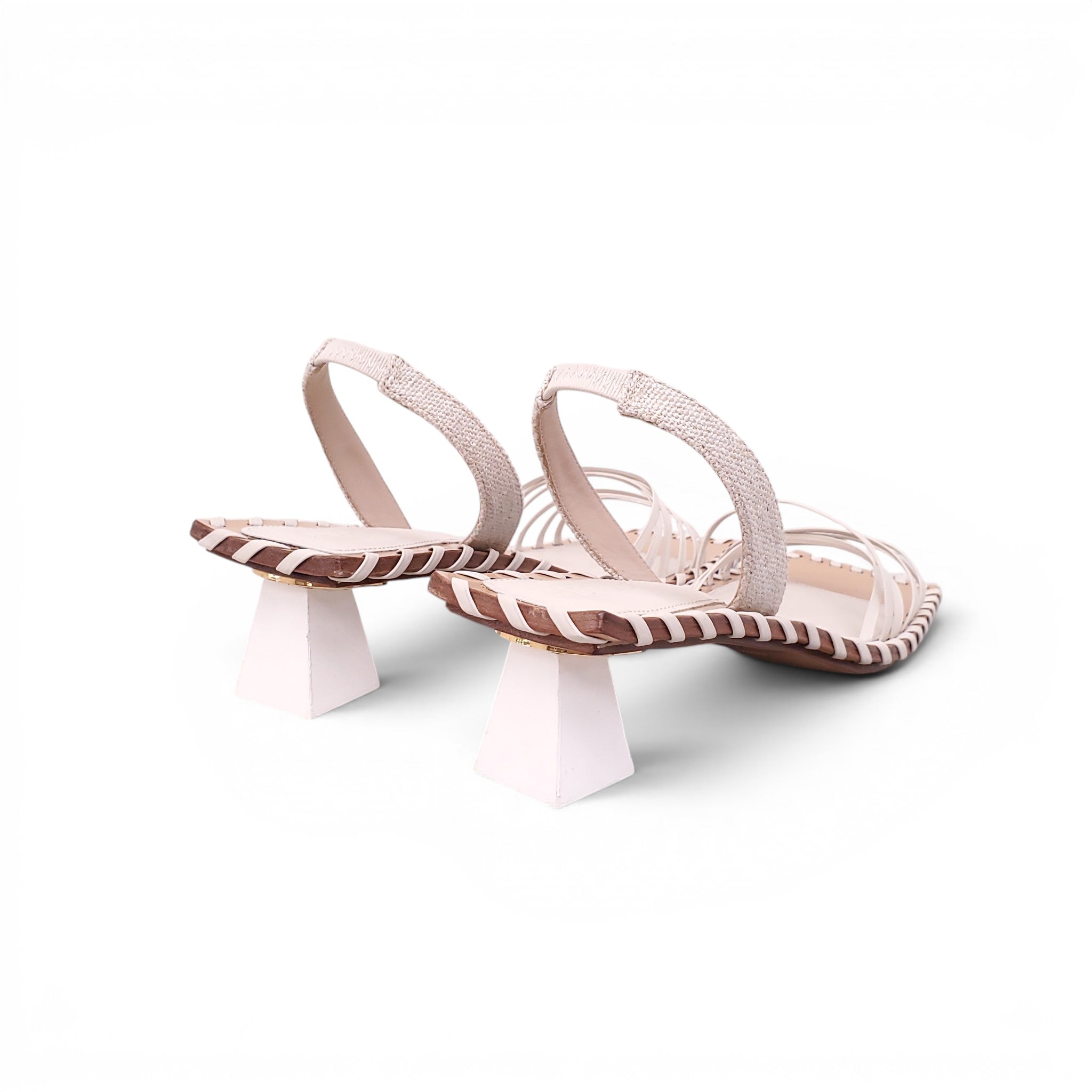 JACQUEMUS OFF-WHITE 'LES SANDALES VALERIE' KITTEN HEELS - SIZE 40