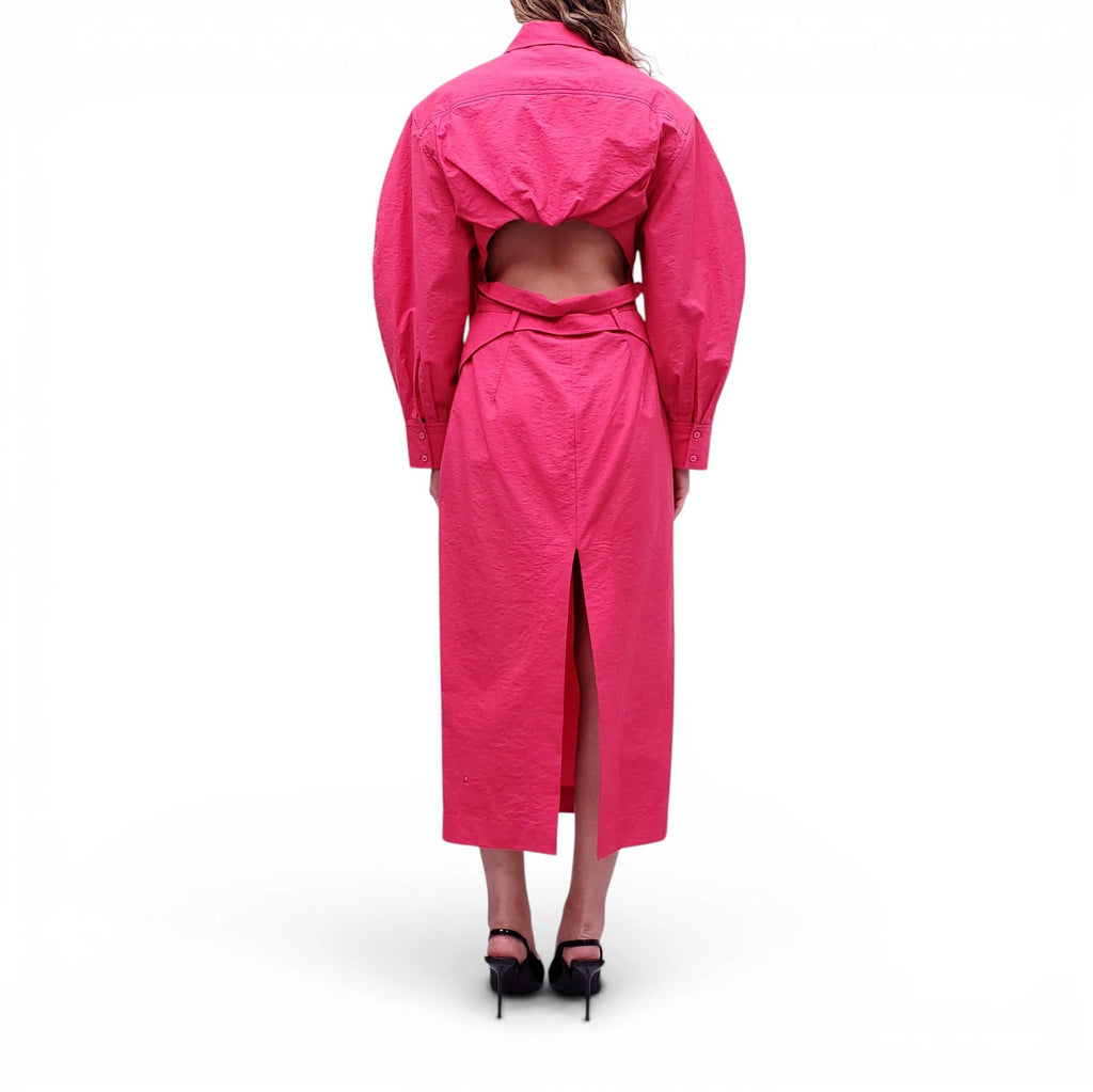 JACQUEMUS PINK 'LA MONTAGNE' CUTOUT DRESS - SIZE 40