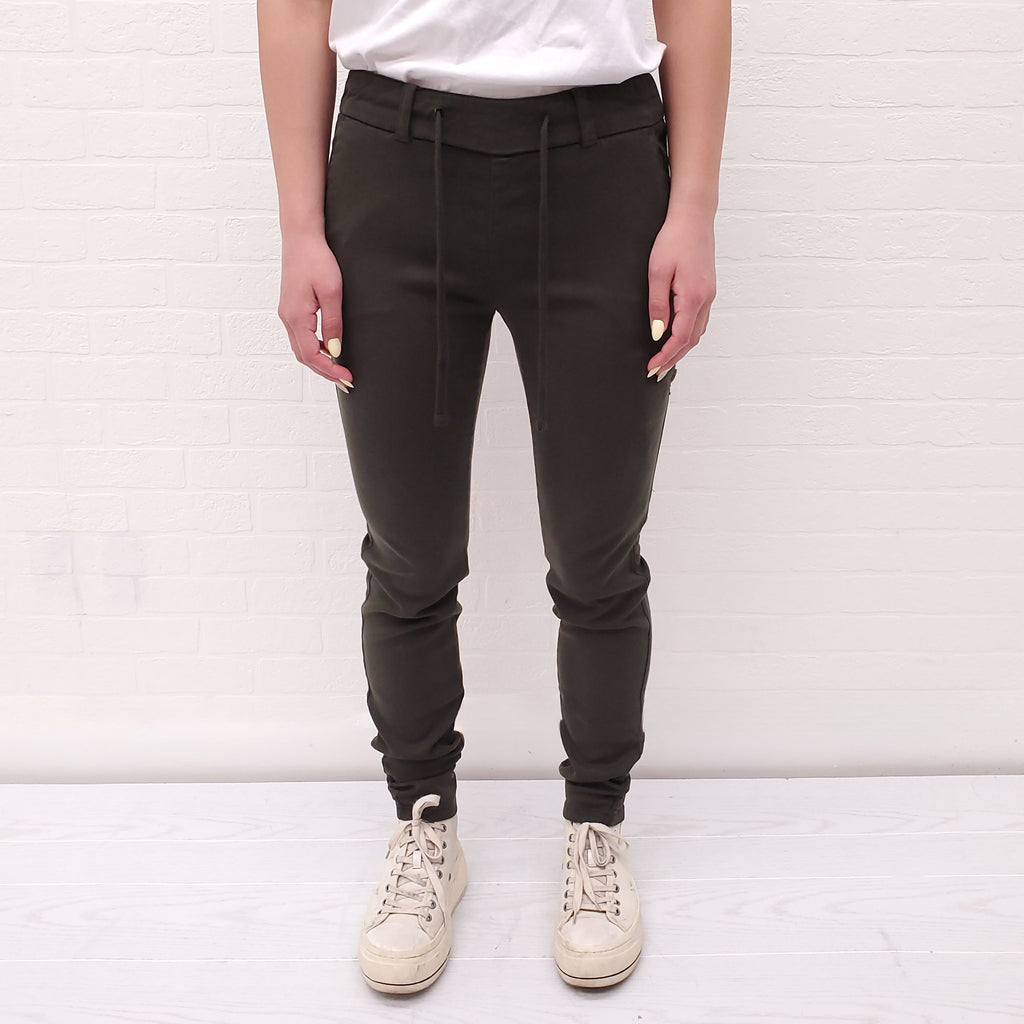 JAMES PERSE ARMY GREEN DRAWSTRING TROUSERS WITH POCKET - SIZE 0/XS