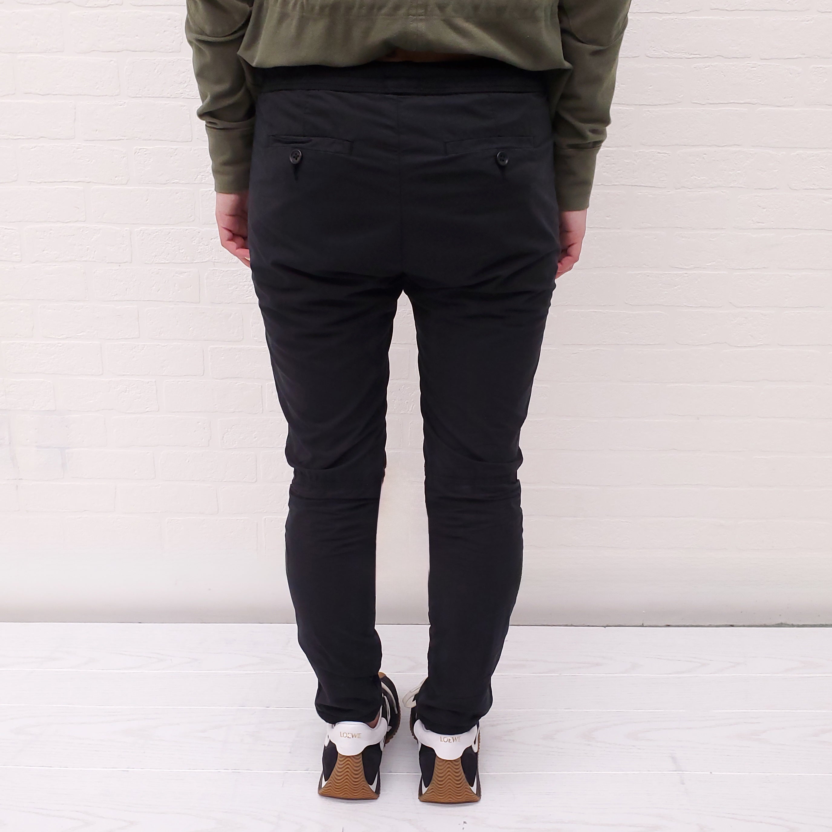 JAMES PERSE BLACK COTTON CARGO PANTS WITH DRAWSTRING - SIZE 0/XS
