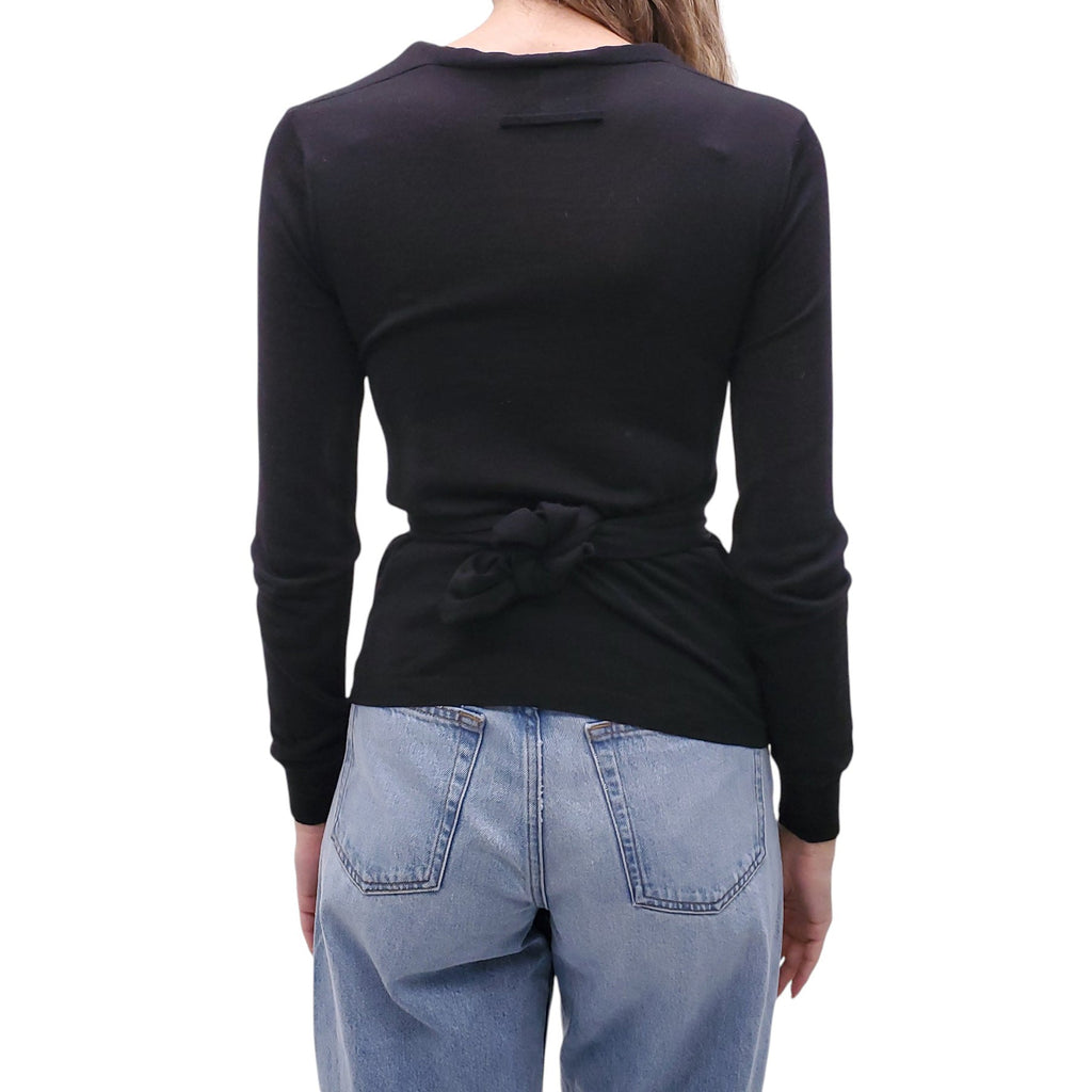 JEAN PAUL GAULTIER BLACK WRAP BLOUSE - SIZE S