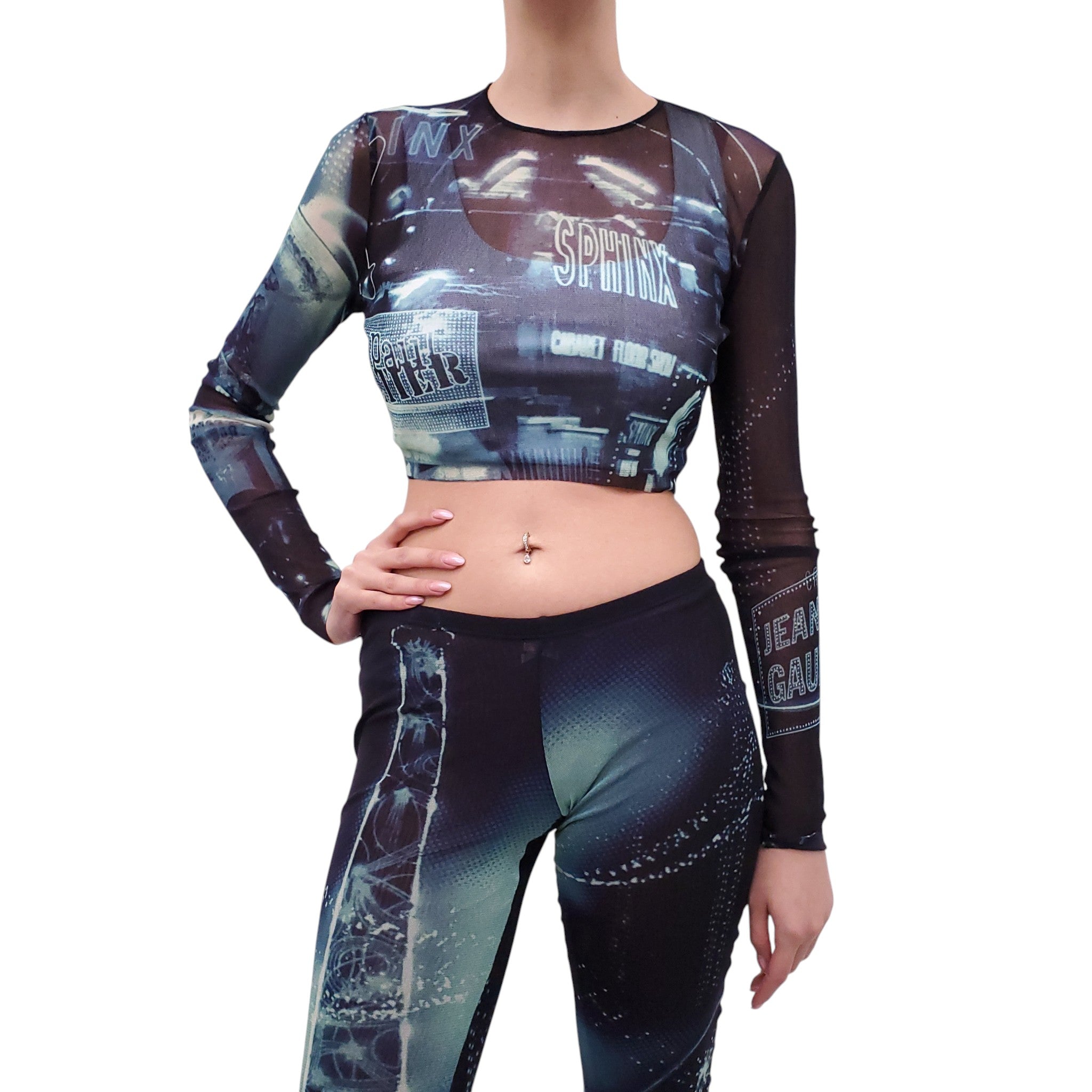 JEAN PAUL GAULTIER NEON MESH CROPPED TOP - SIZE L