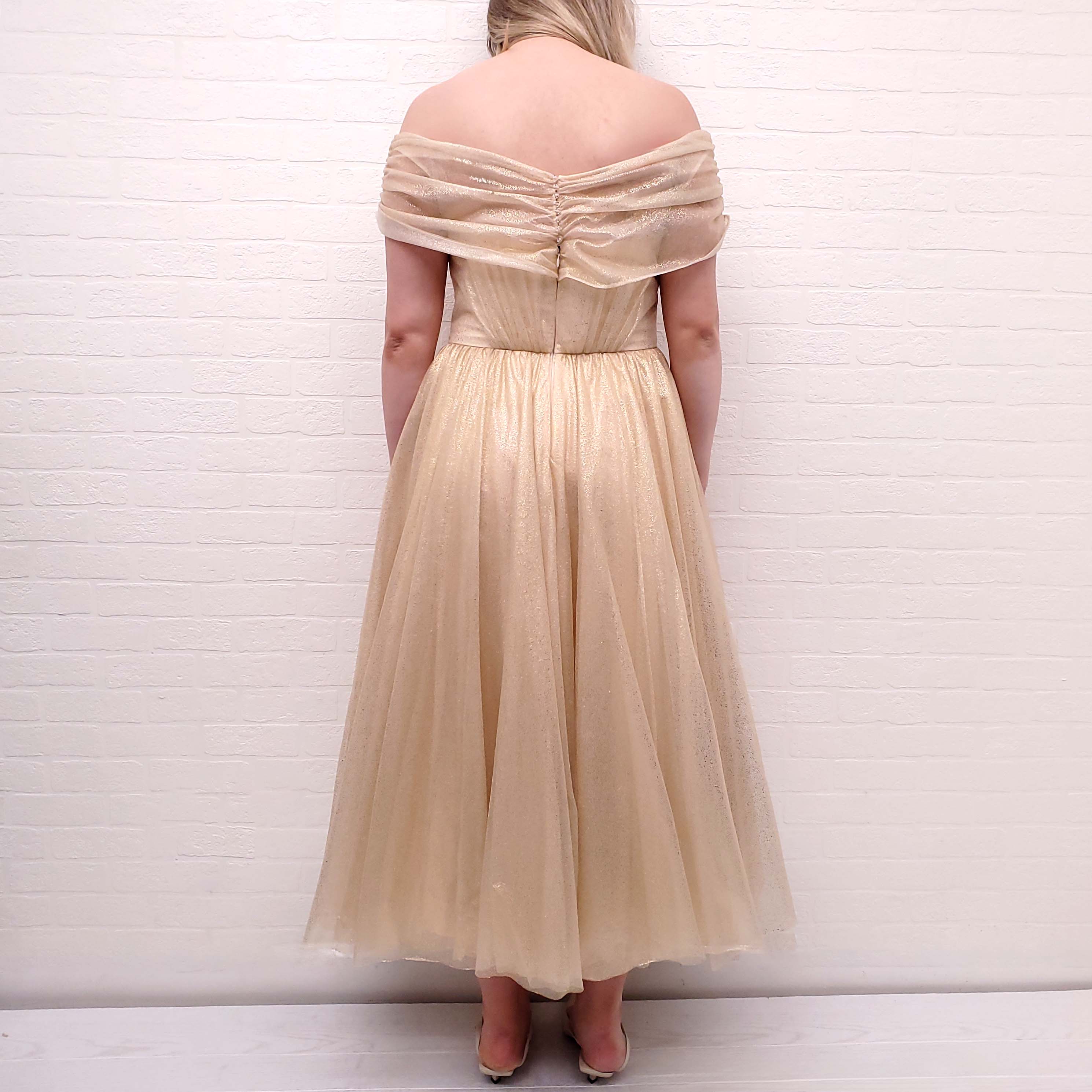 JENNY PACKHAM GOLD TULLE DRESS WITH BOW - SIZE 12