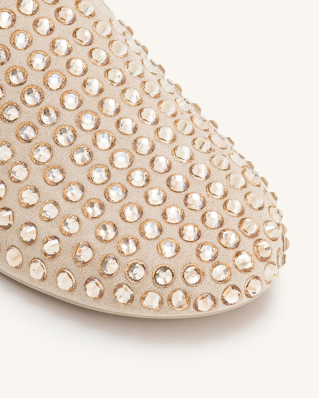 Athena Artificial Crystal Flat Mules - Beige