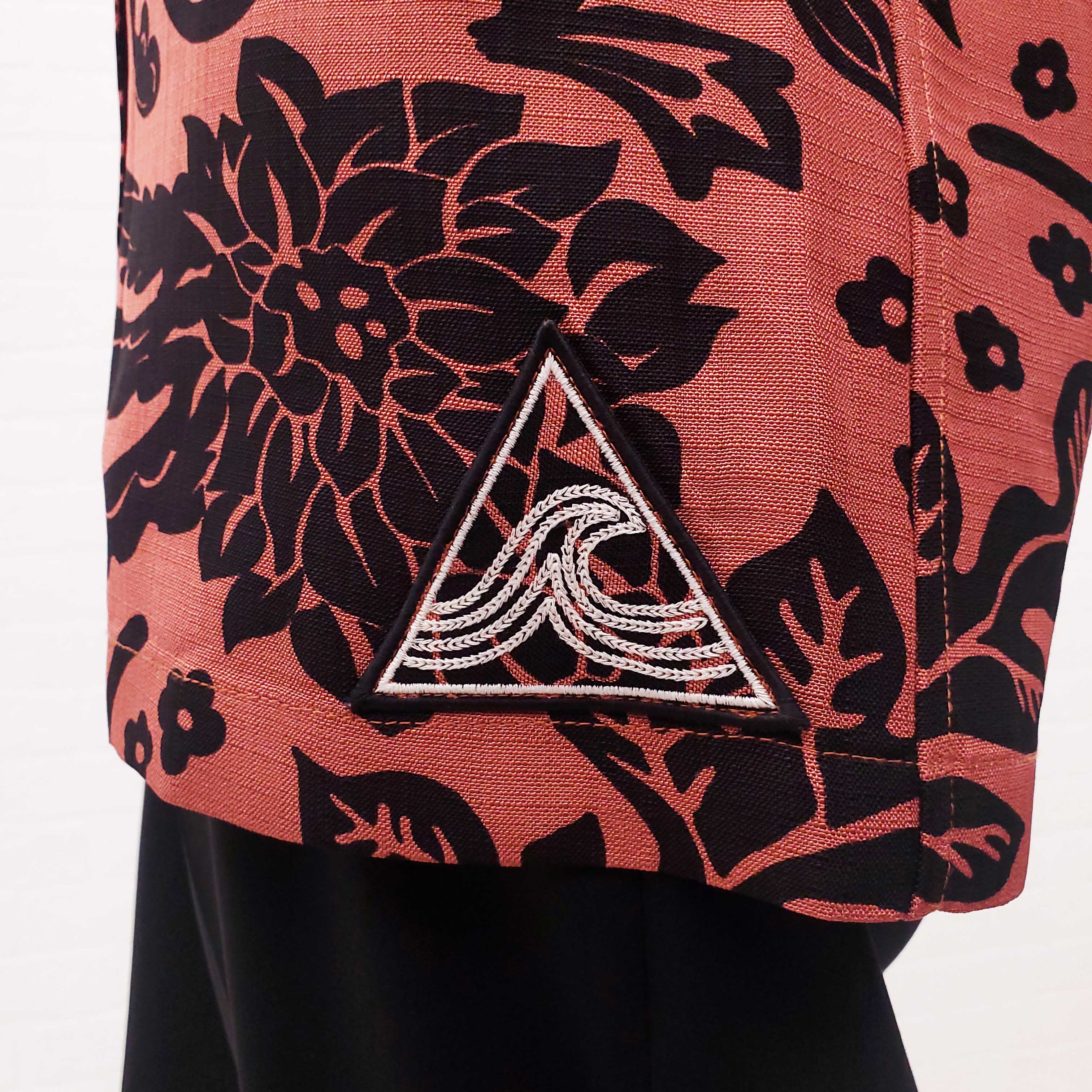 JIL SANDER UNISEX BURNT ORANGE AND BLACK PATTERNED HAWAIIAN SHIRT - SIZE 34