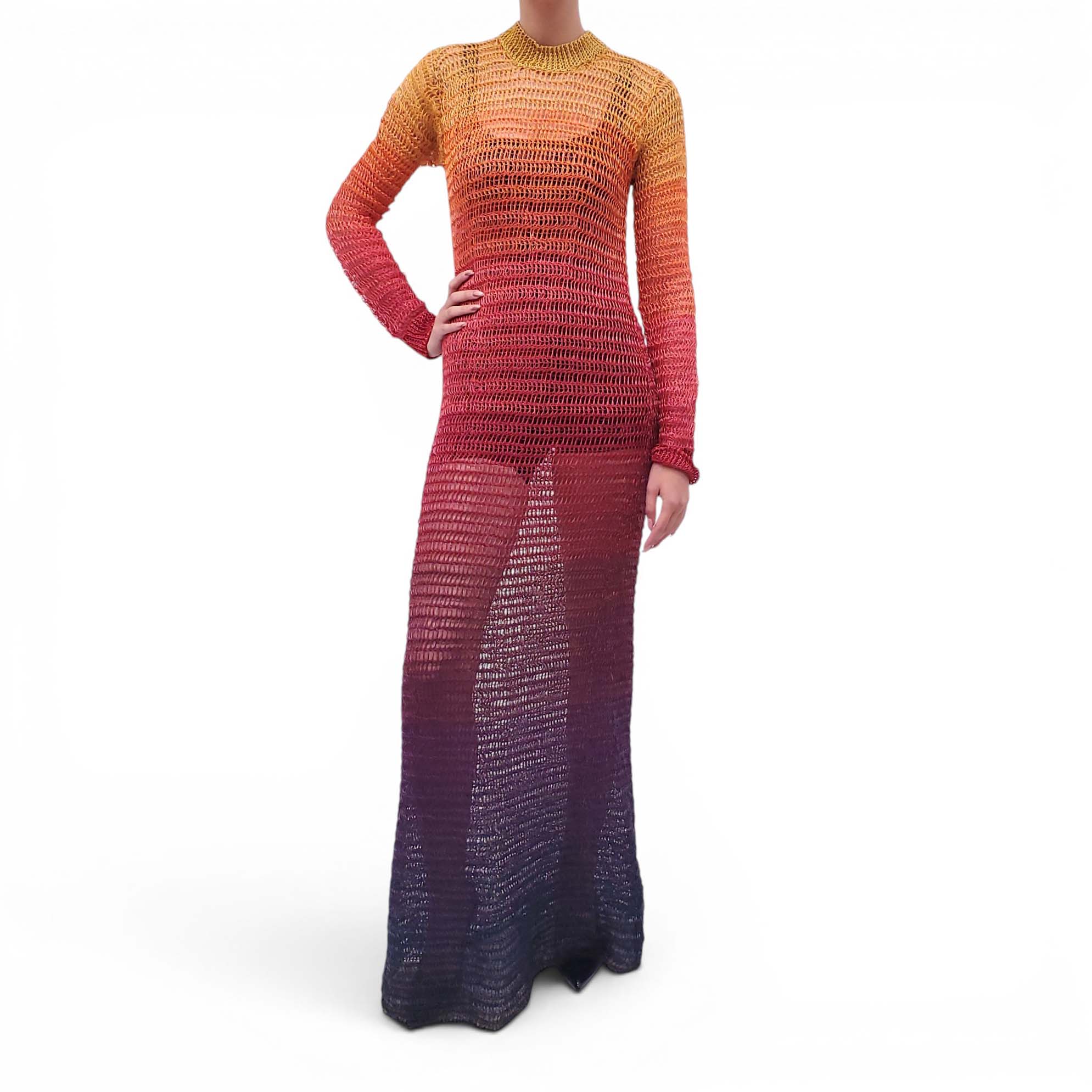 JOAO MARASCHIN SUNSET OMBRE KNIT MAXI DRESS - SIZE M