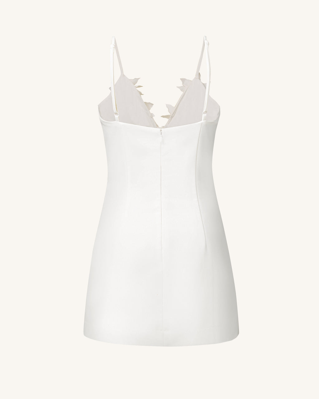 Yuliya White Floral Embellishment V-neckline Mini Dress - White