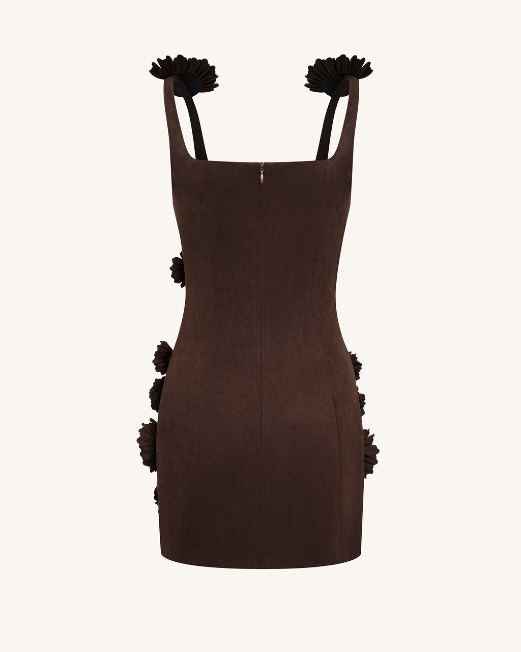 Elaina Rosette Applique Mini Dress - Chocolate Brown