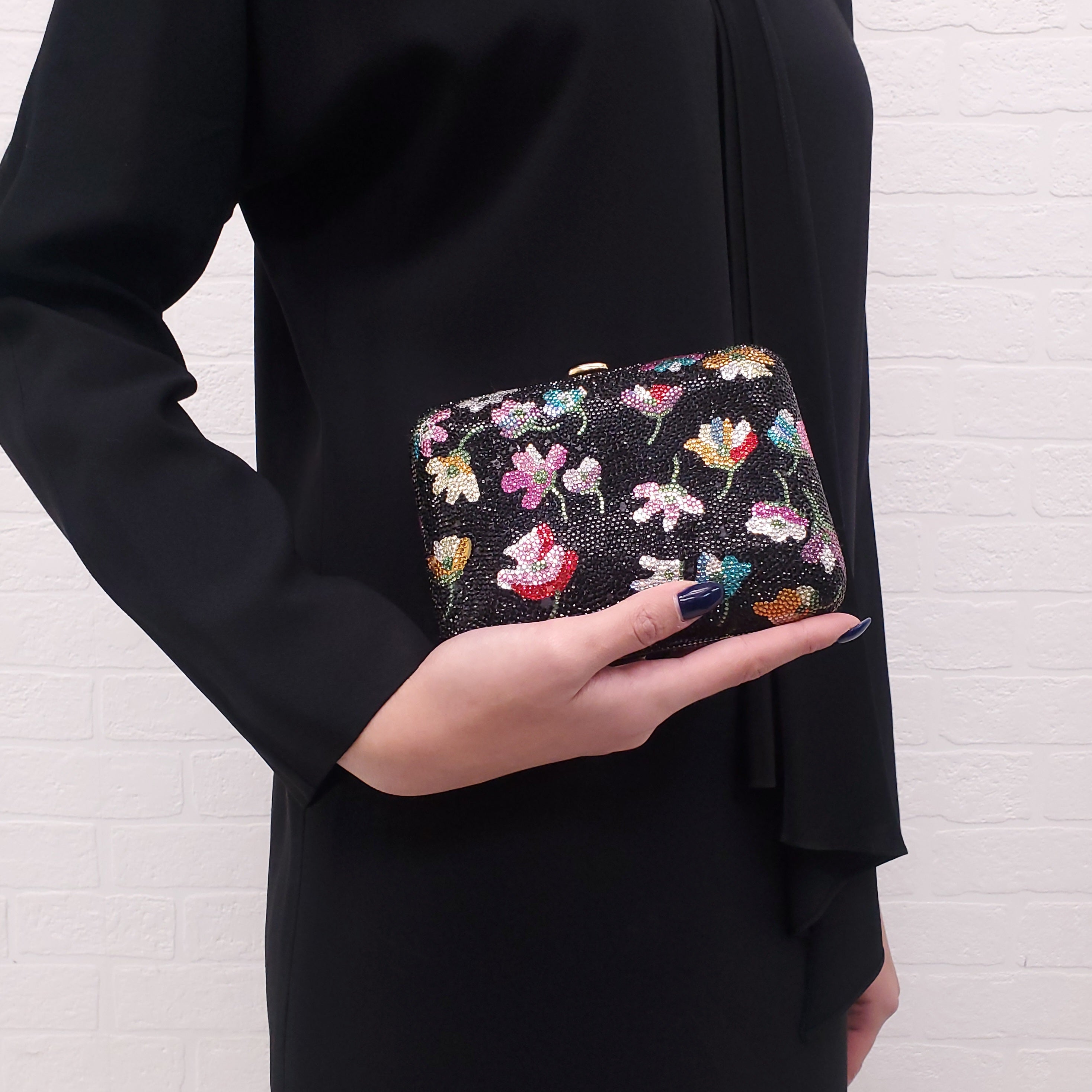 JUDITH LEIBER CRYSTAL FLORAL BAG