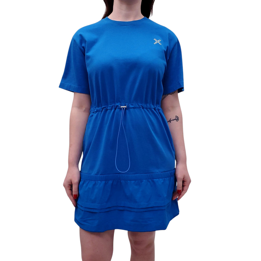 KENZO BLUE CINCHED WAIST DRESS - SIZE M
