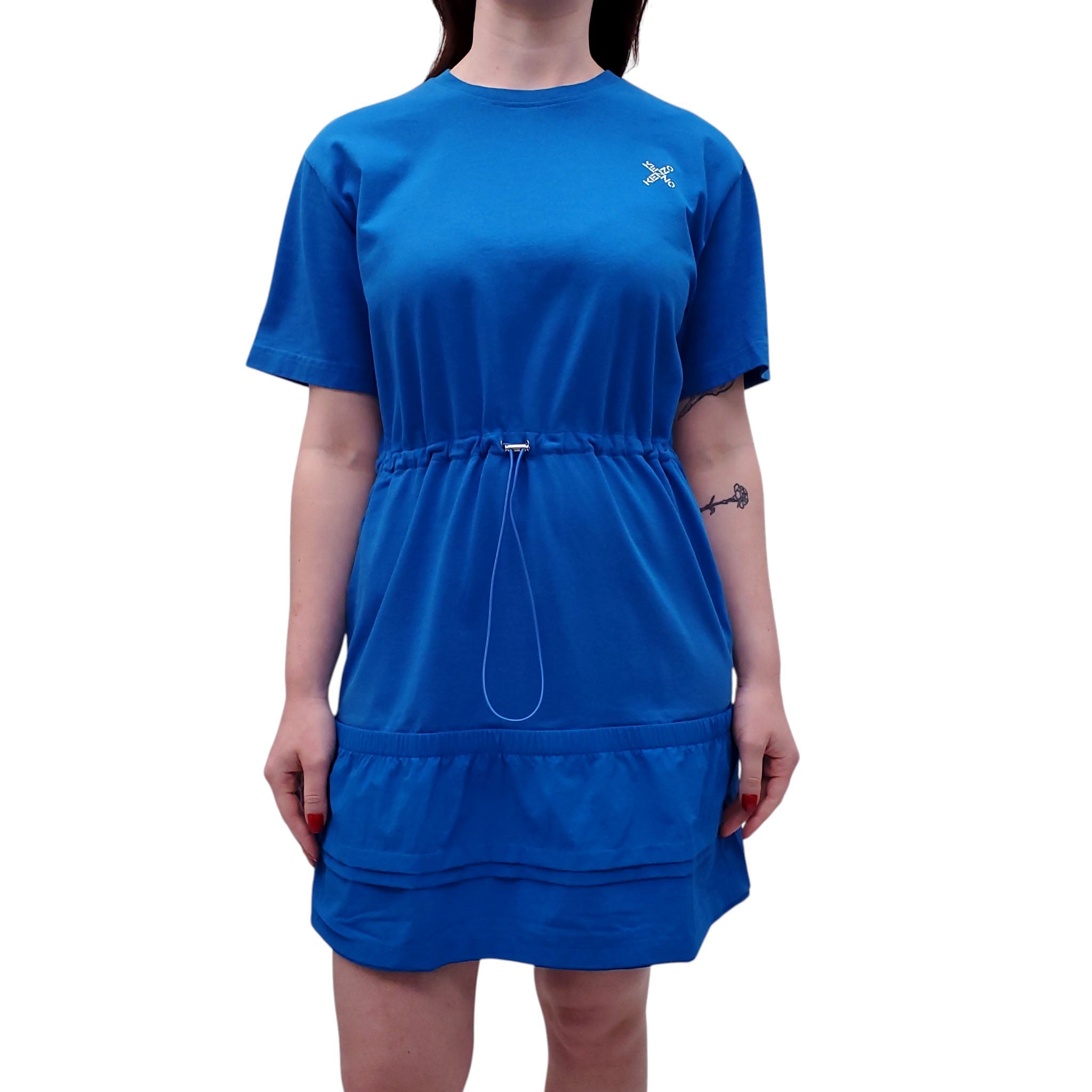 KENZO BLUE CINCHED WAIST DRESS - SIZE M