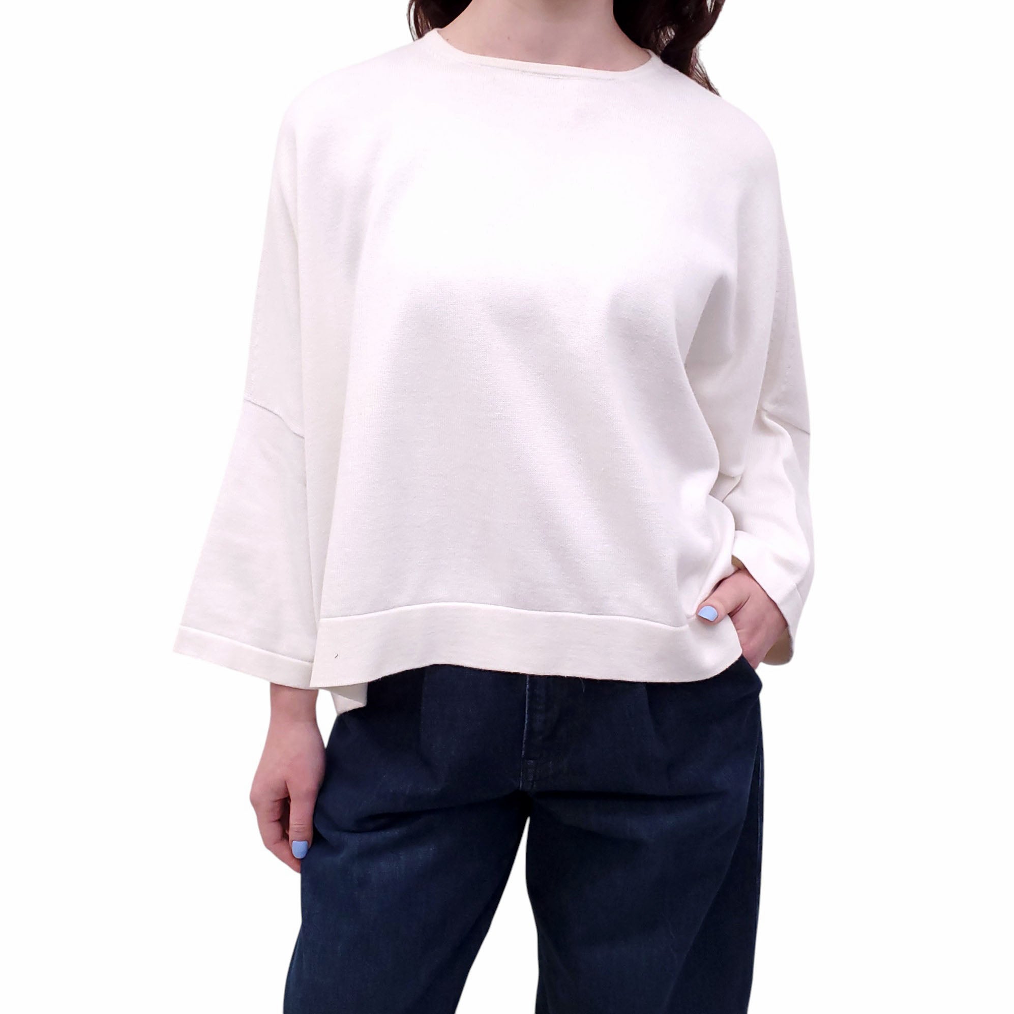 LAUREN MANOOGIAN WHITE KNIT SWEATER - SIZE 1 (S)