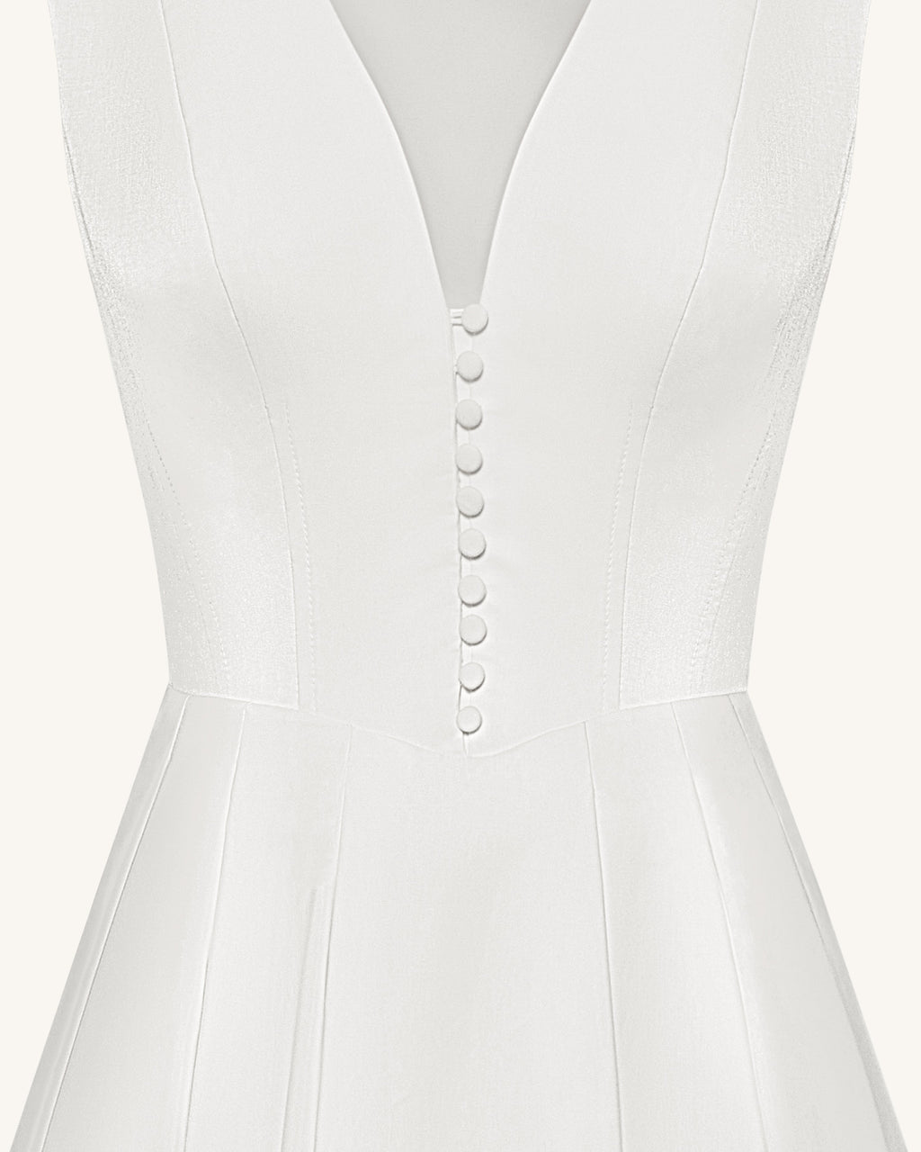 Front V-Neck Pleated Midi Dress - White