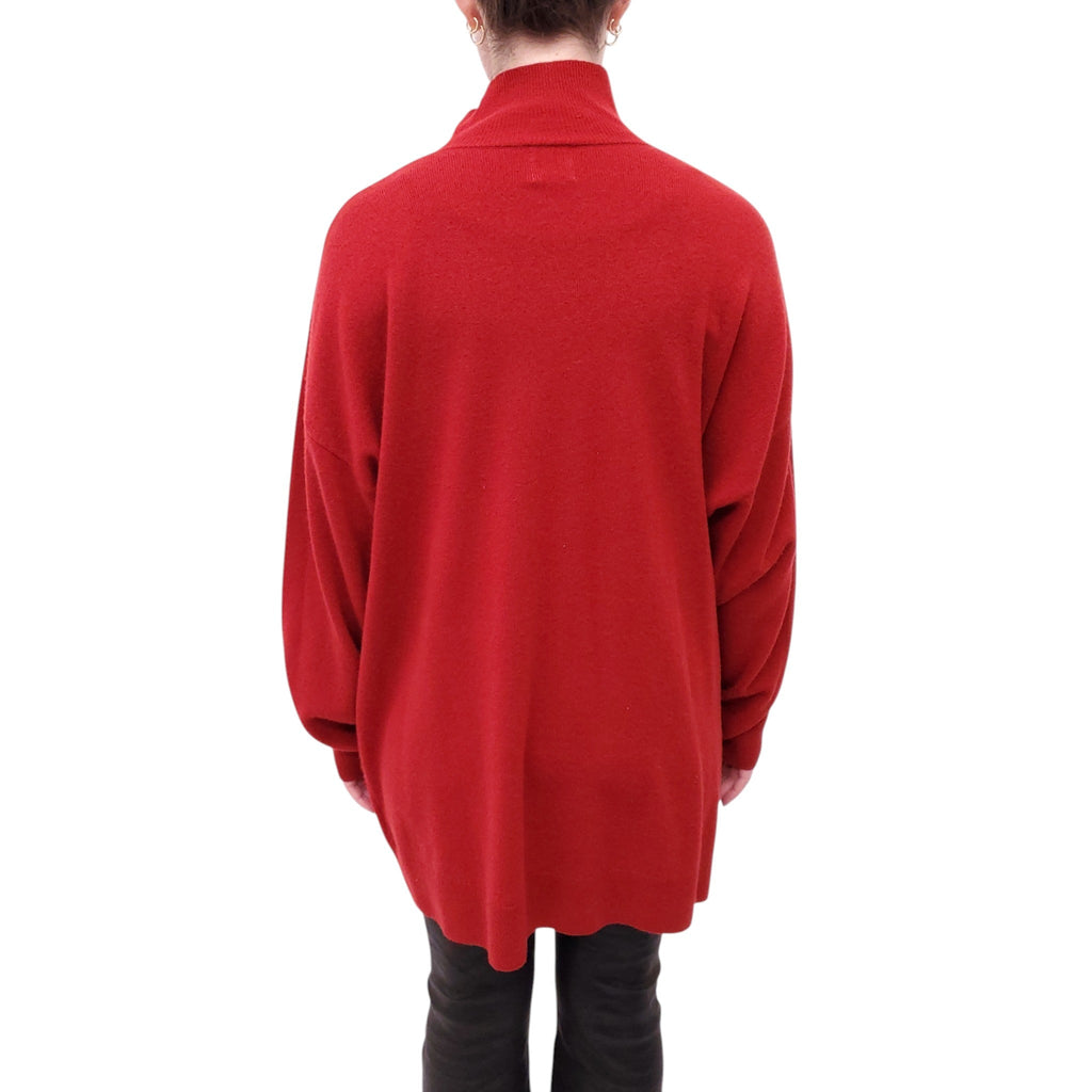 LESET RED WOOL AND CASHMERE MOCK TURTLENECK SWEATER - SIZE L