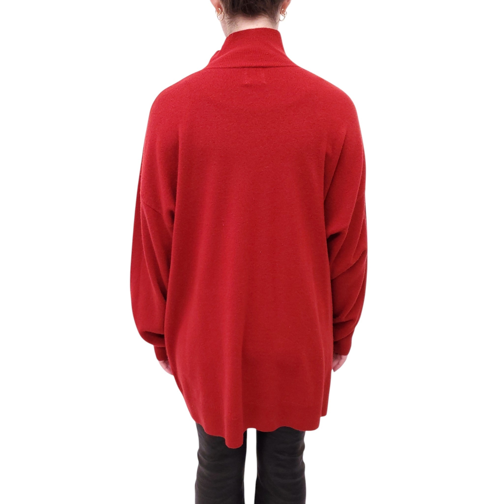 LESET RED WOOL AND CASHMERE MOCK TURTLENECK SWEATER - SIZE L