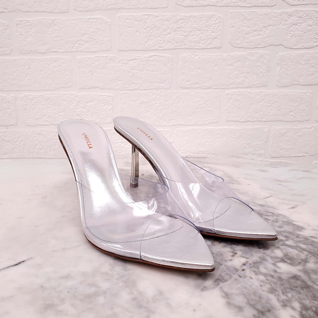 LE SILLA SILVER PVC MULES - SIZE 38.5