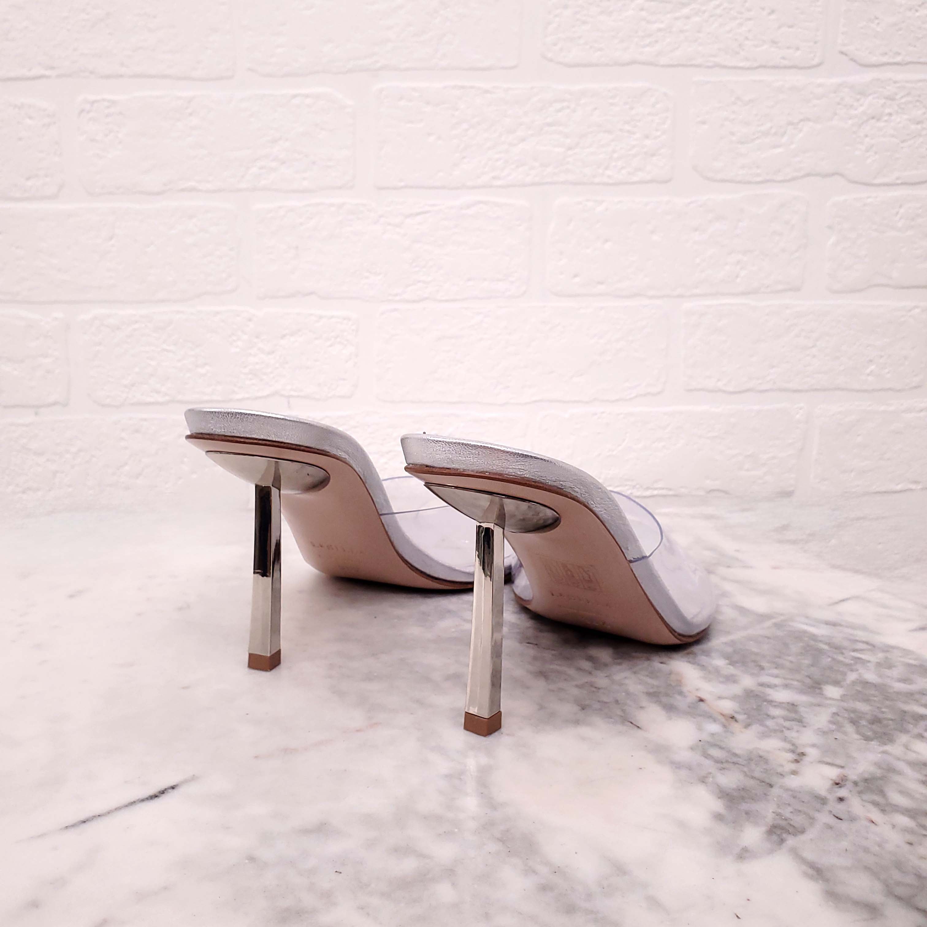 LE SILLA SILVER PVC MULES - SIZE 38.5