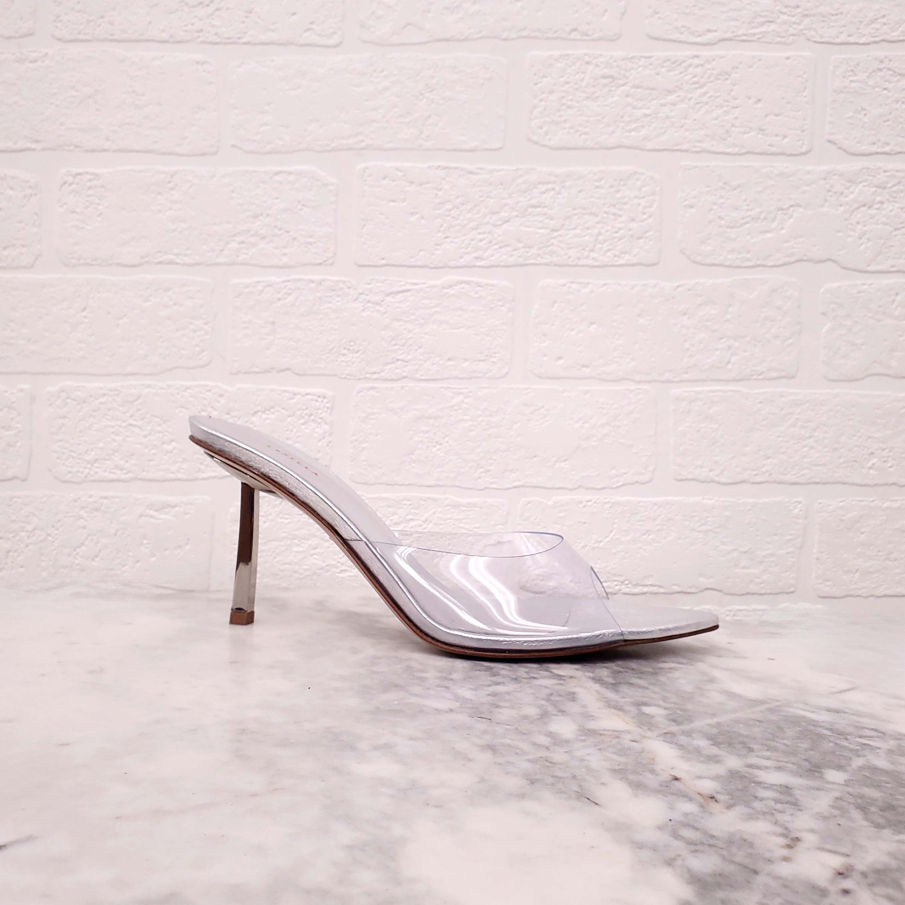 LE SILLA SILVER PVC MULES - SIZE 38.5