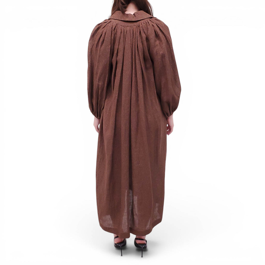 LISA MARIE FERNANDEZ OVERSIZED BROWN METALLIC DRESS - SIZE 0