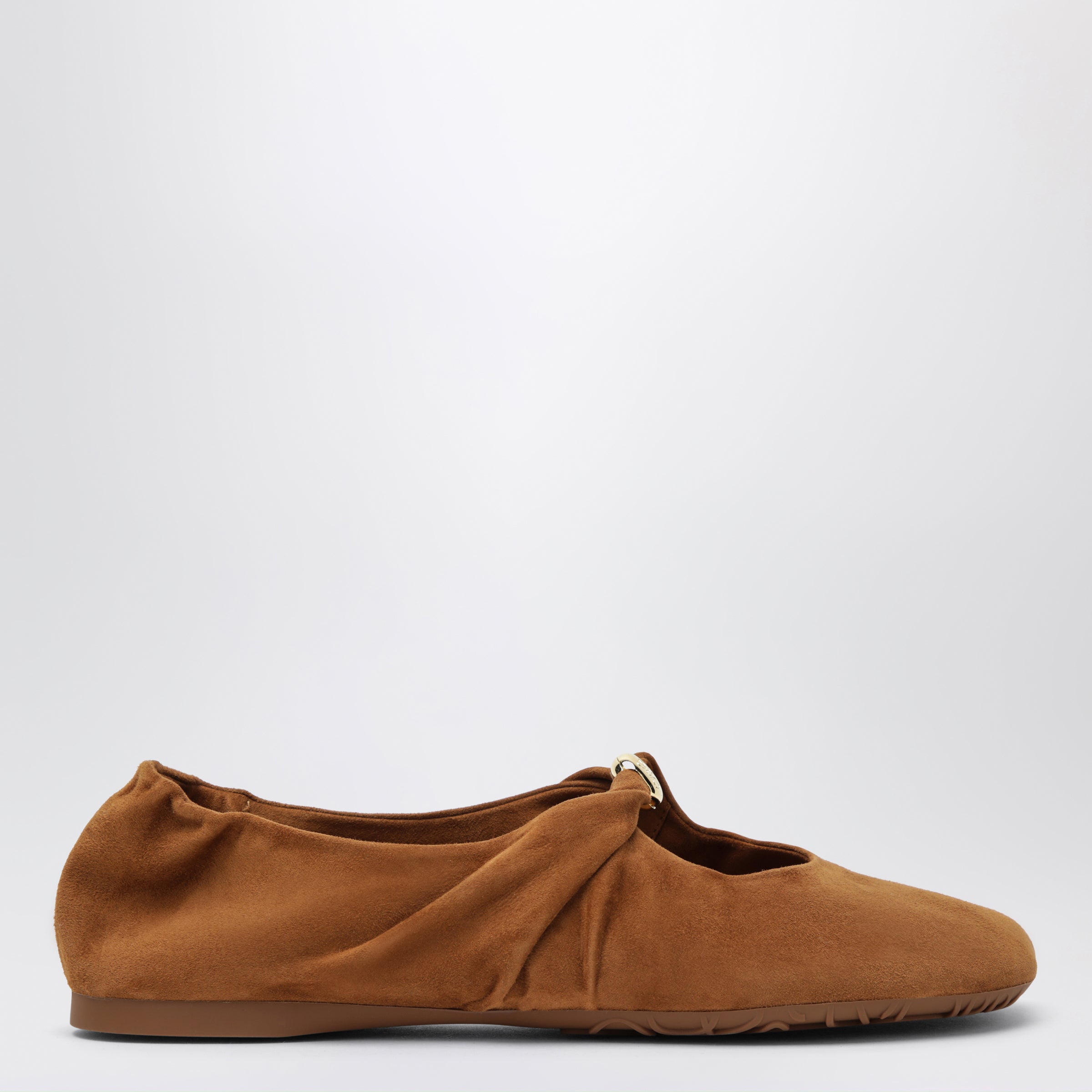 Loewe Pebble Soft Suede Goatskin Ballet Flats In Tan Women