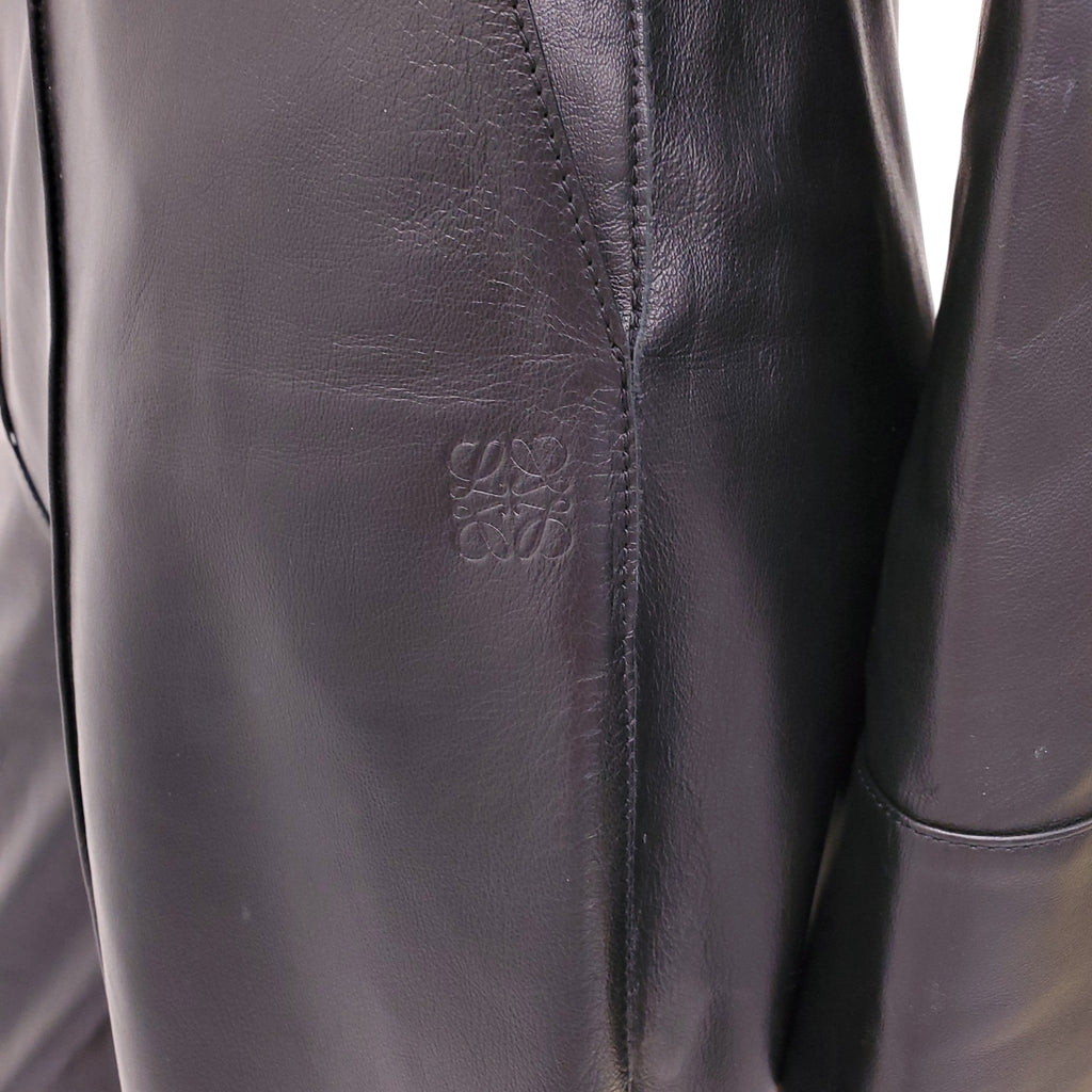 LOEWE BLACK LEATHER BALLOON TROUSERS WITH ANAGRAM LOGO - SIZE 38