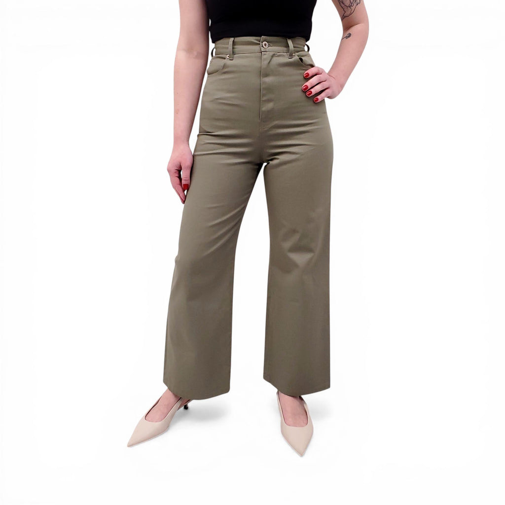 LOEWE GREEN TROUSERS WITH LOGO DETAIL - SIZE 34