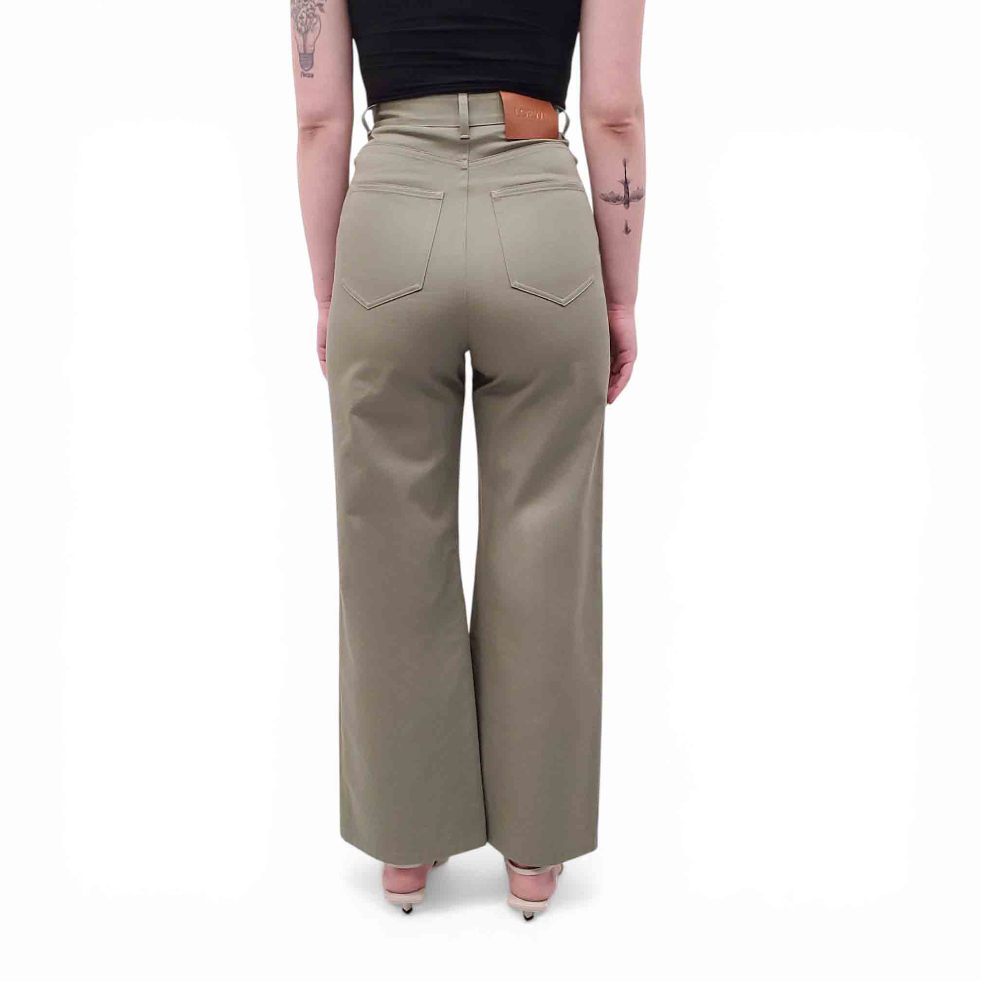 LOEWE GREEN TROUSERS WITH LOGO DETAIL - SIZE 34