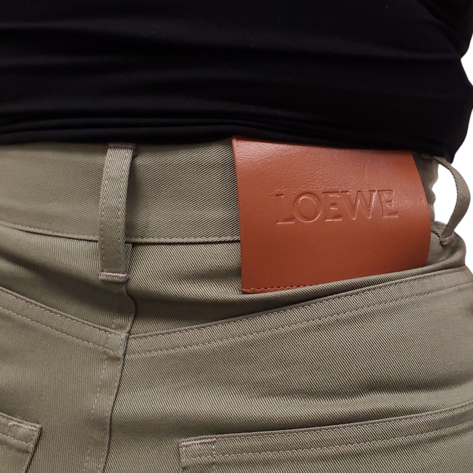 LOEWE GREEN TROUSERS WITH LOGO DETAIL - SIZE 34
