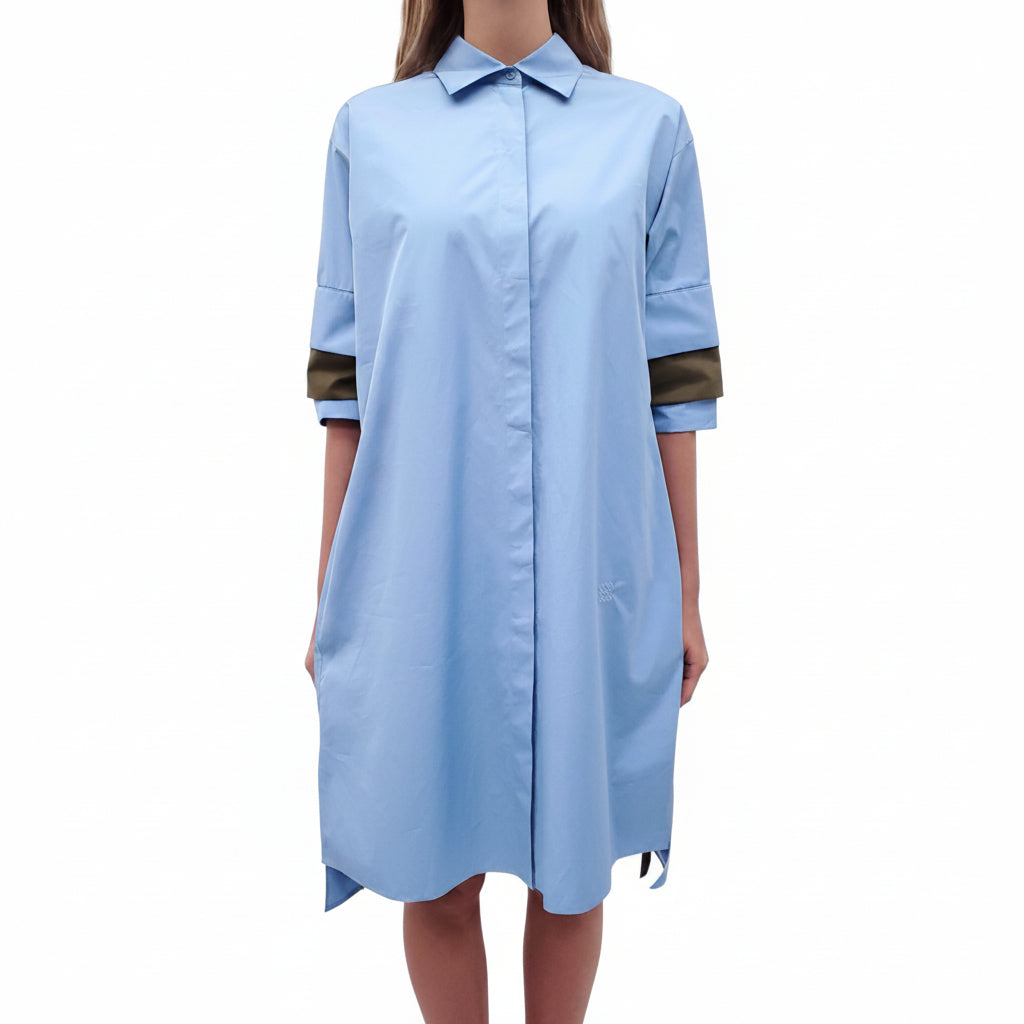 LOEWE OVERSIZED LAYERED COTTON POPLIN T-SHIRT DRESS WITH ANAGRAM LOGO - SIZE 36