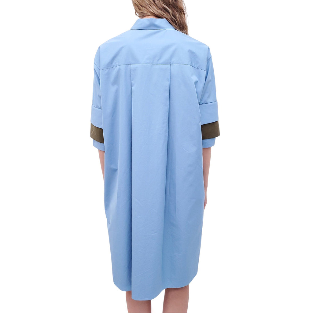 LOEWE OVERSIZED LAYERED COTTON POPLIN T-SHIRT DRESS WITH ANAGRAM LOGO - SIZE 36