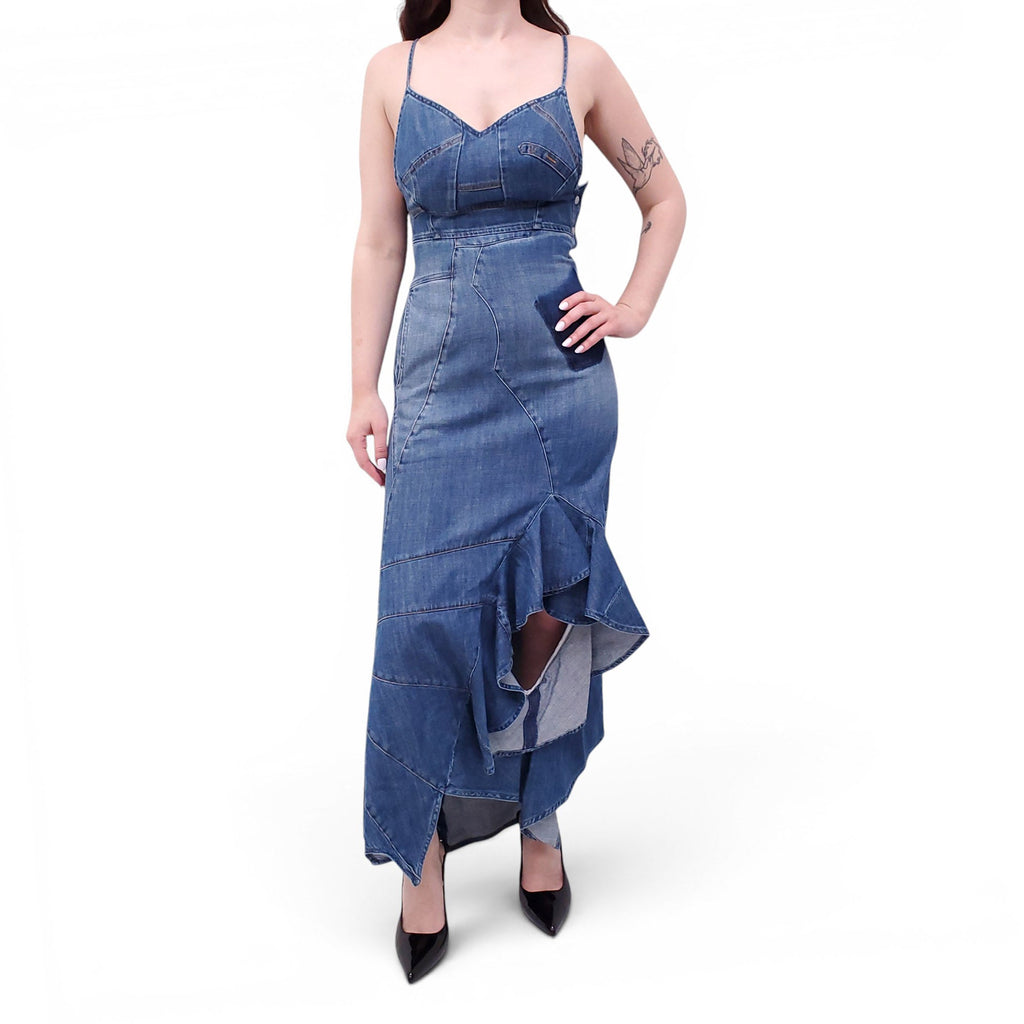 LOEWE RUNWAY DENIM MIDI DRESS - SIZE 36