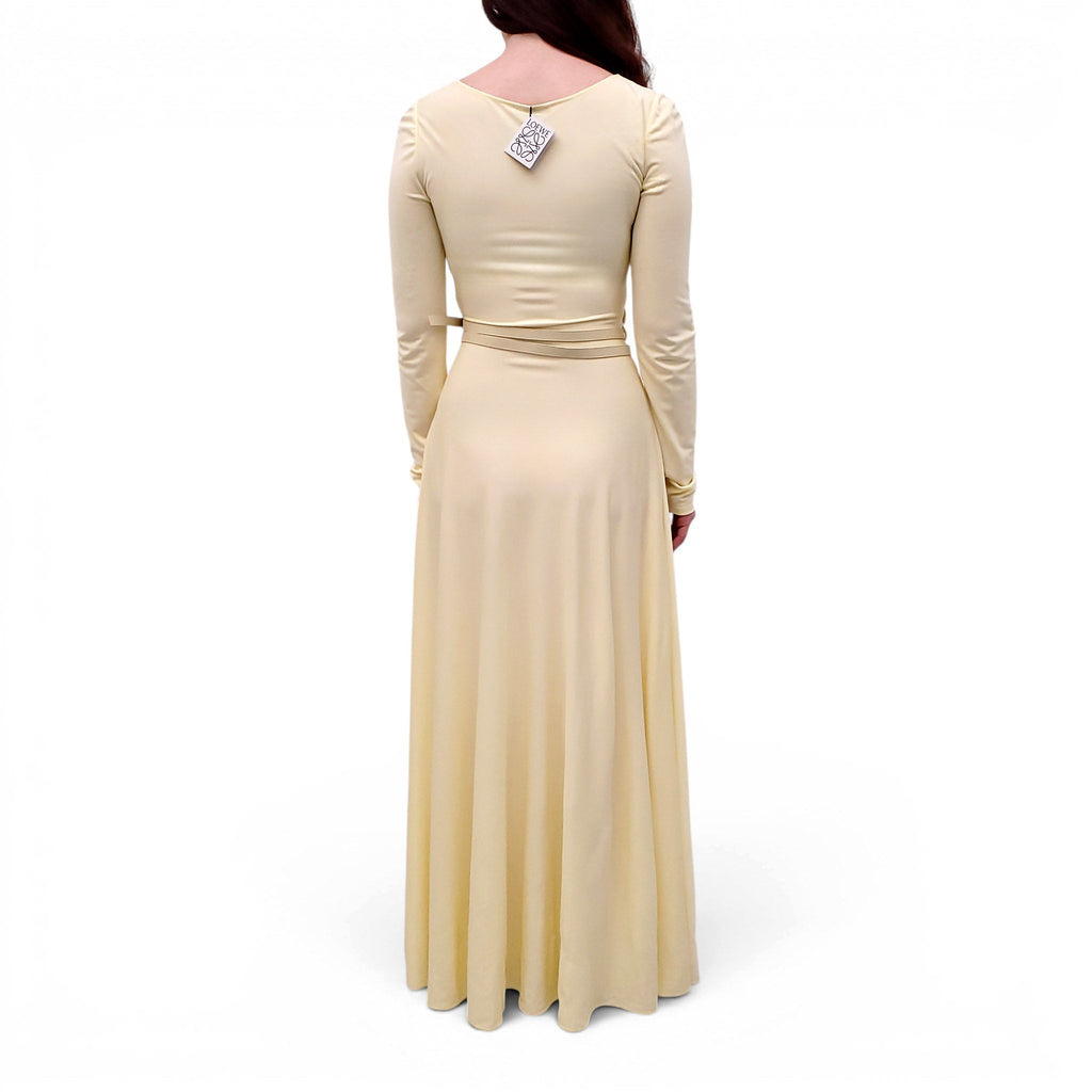LOEWE YELLOW MIDI DRESS WITH LEATHER BELT - SIZE 36