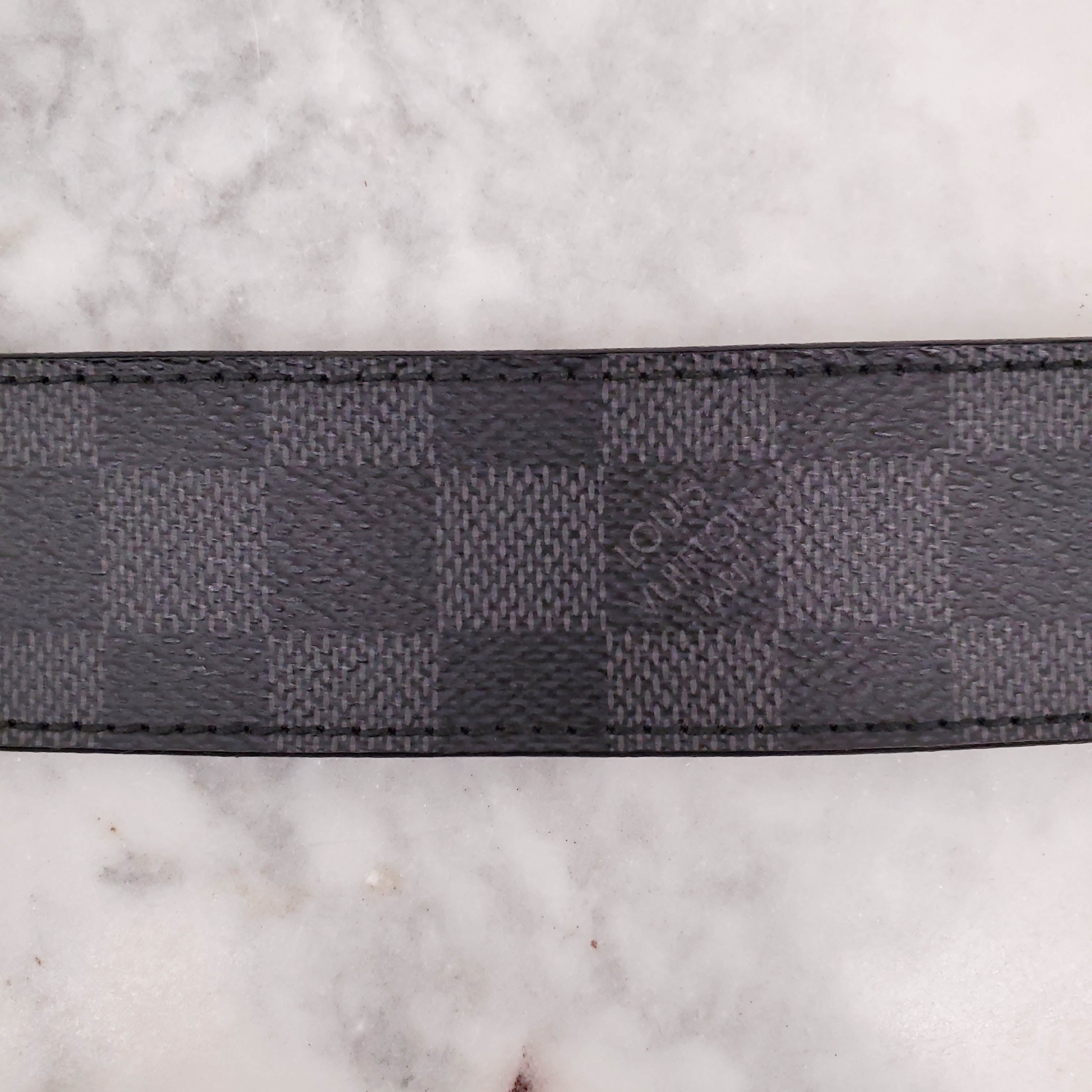 LOUIS VUITTON DAMIER LOGO BELT - SIZE 90