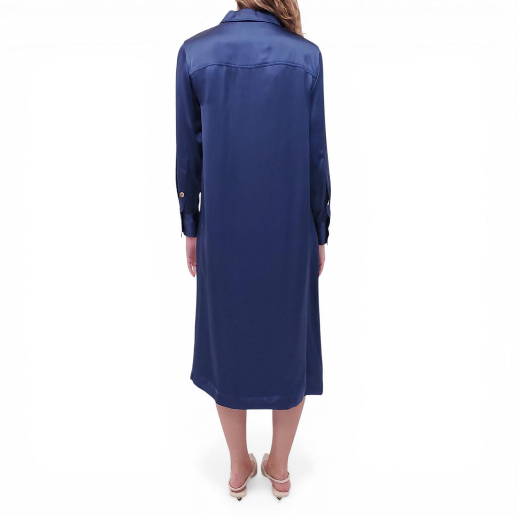 LOULOU STUDIO BLUE SATIN VISCOSE DRESS - SIZE S