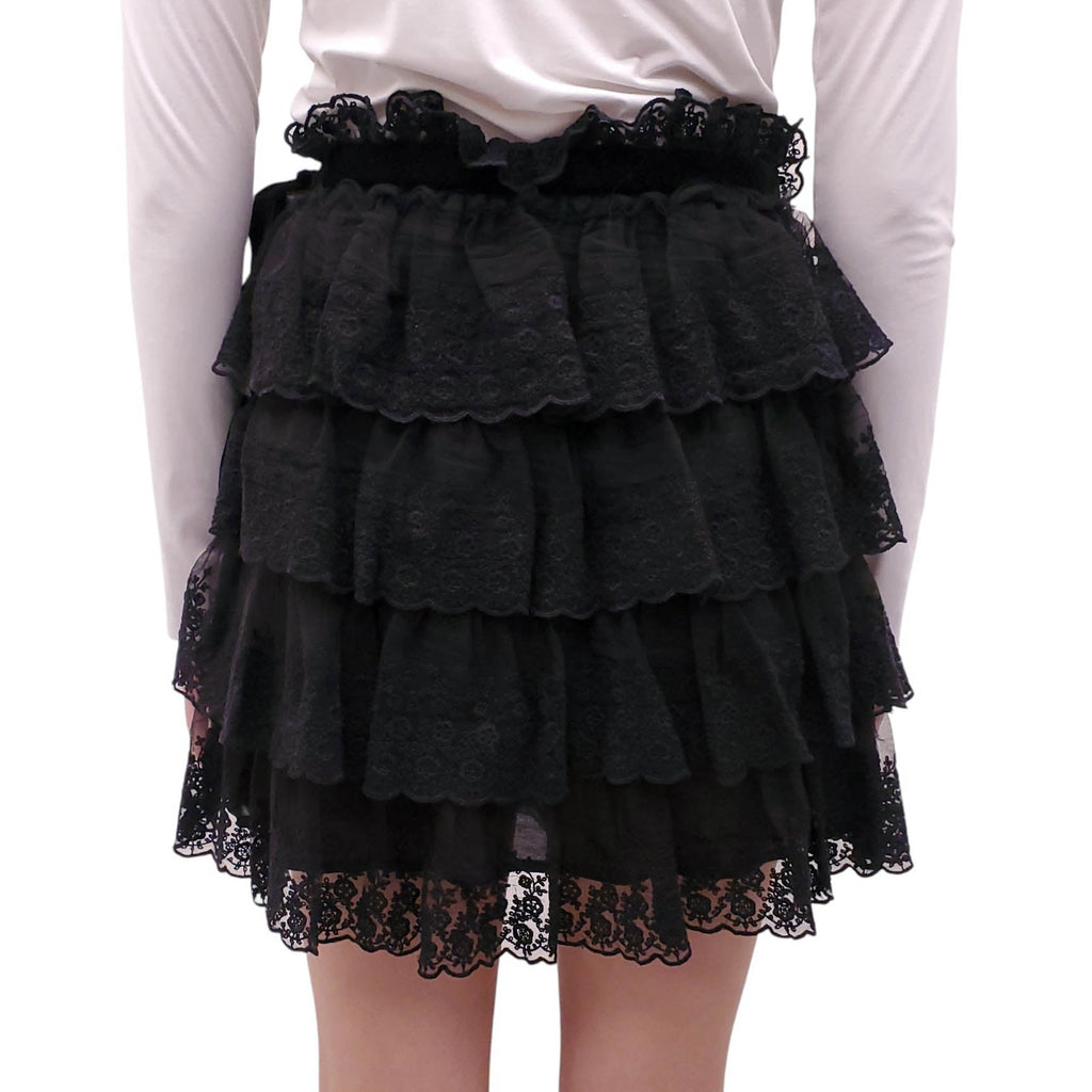 LOVESHACKFANCY BLACK TULLE LACE SKIRT - SIZE 6