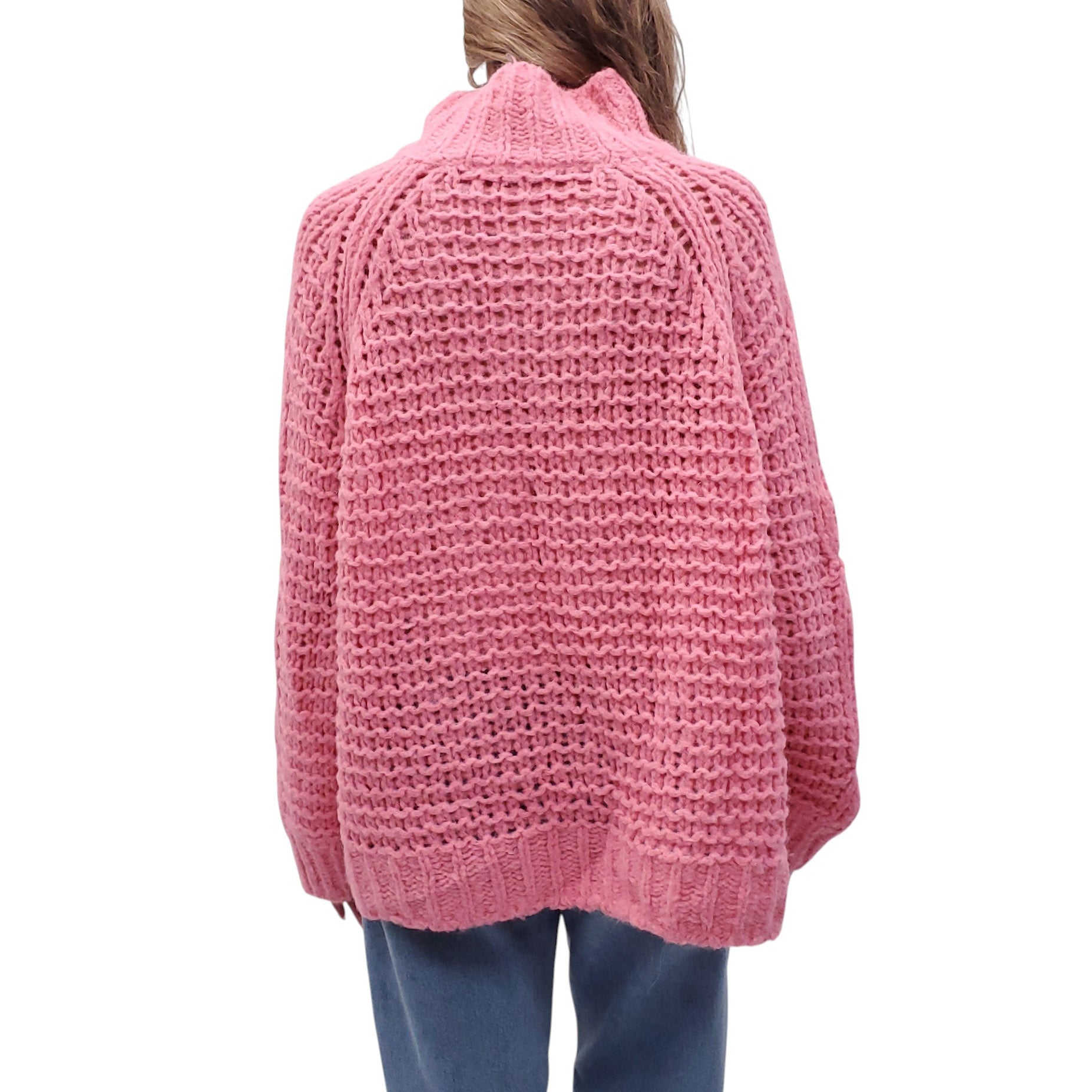 LOVESHACKFANCY OVERSIZED KNIT PINK ALPACA SWEATER - SIZE M