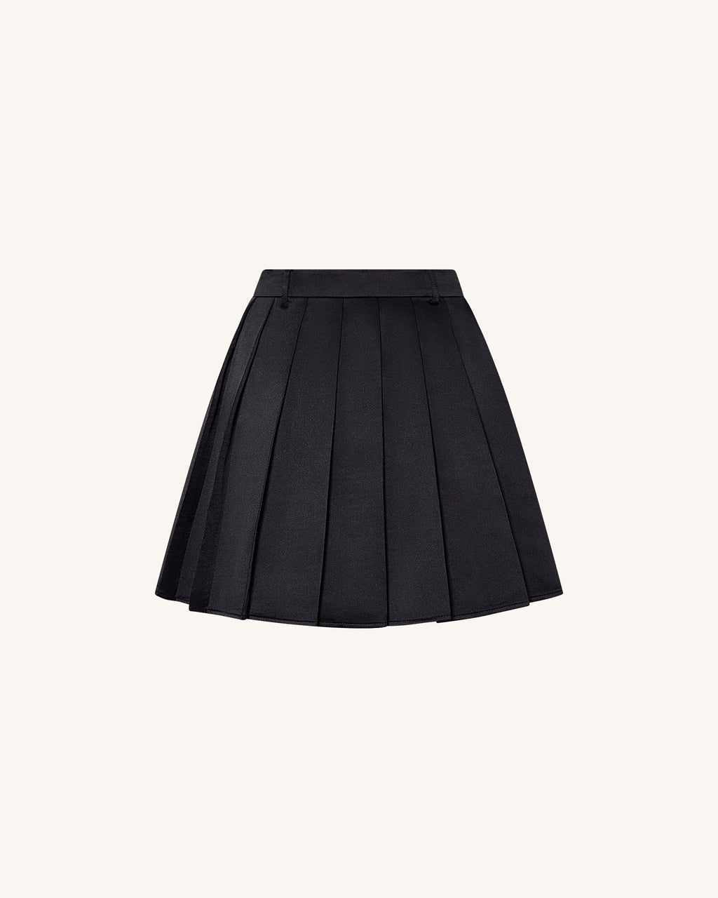 Satin Pleated Mini Skirt - Black