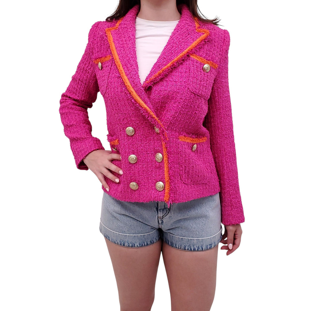 L’AGENCE PINK AND ORANGE TWEED JACKET - SIZE 4