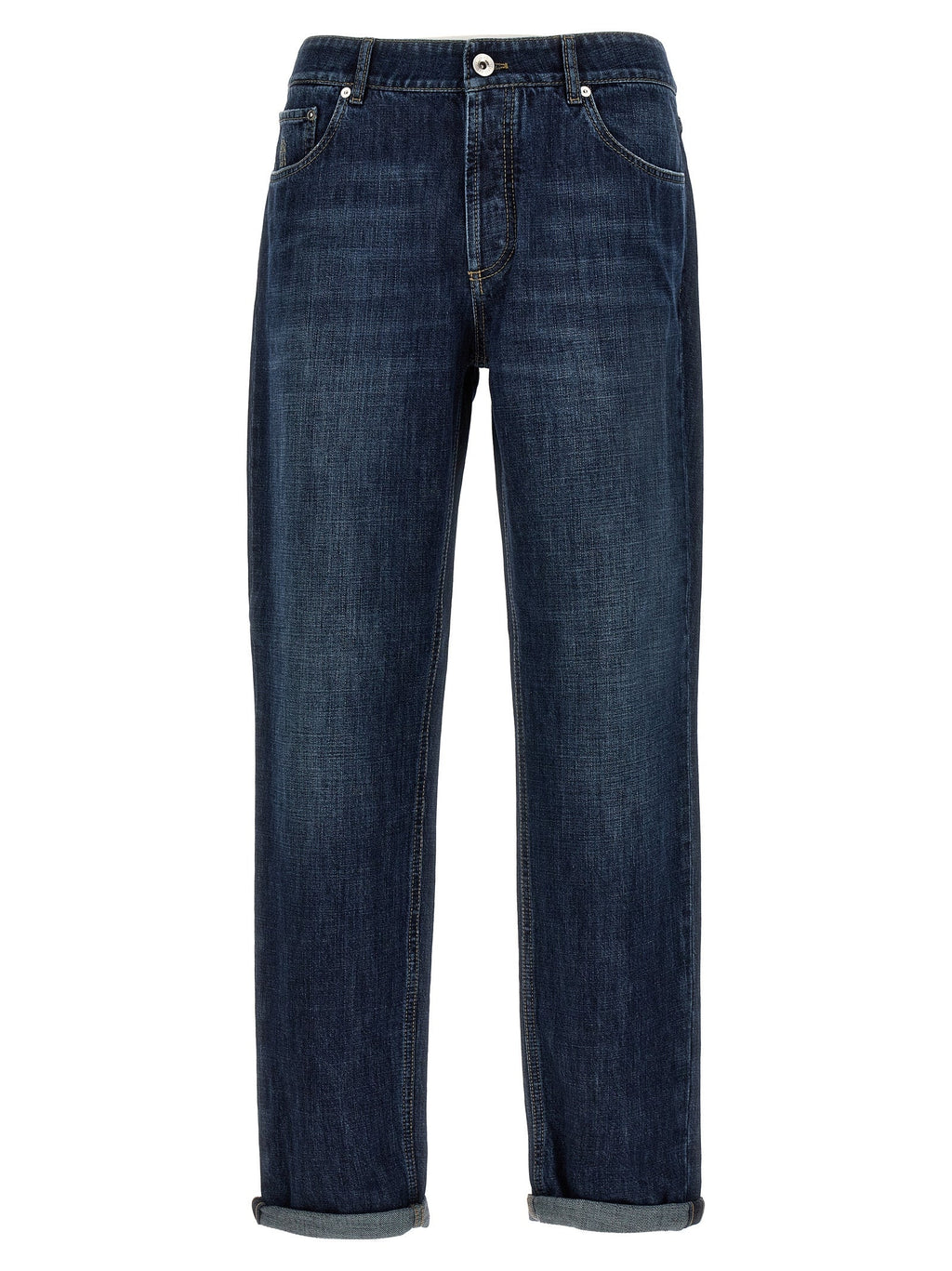 Brunello Cucinelli Men Logo Embroidery Jeans
