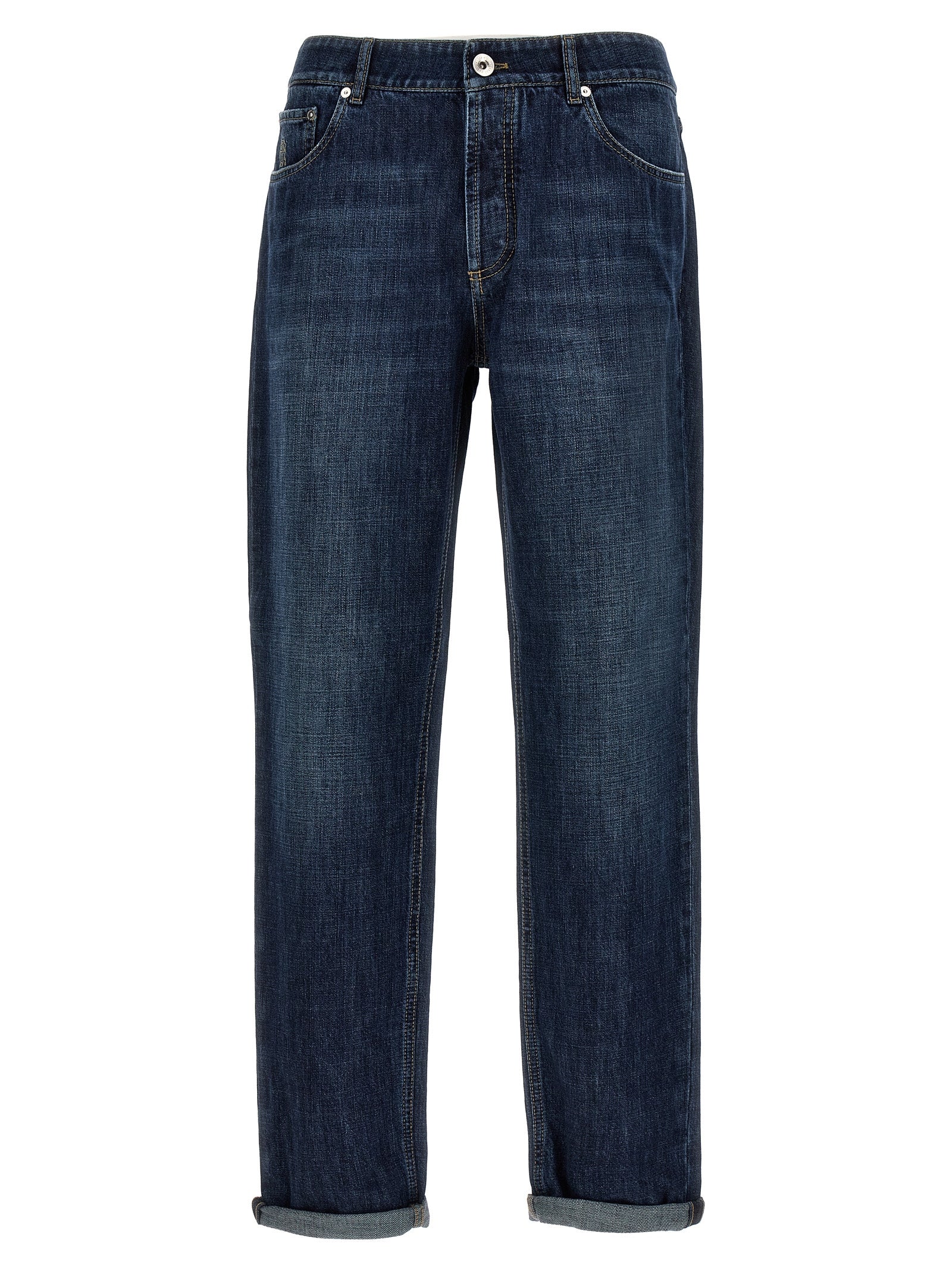 Brunello Cucinelli Men Logo Embroidery Jeans