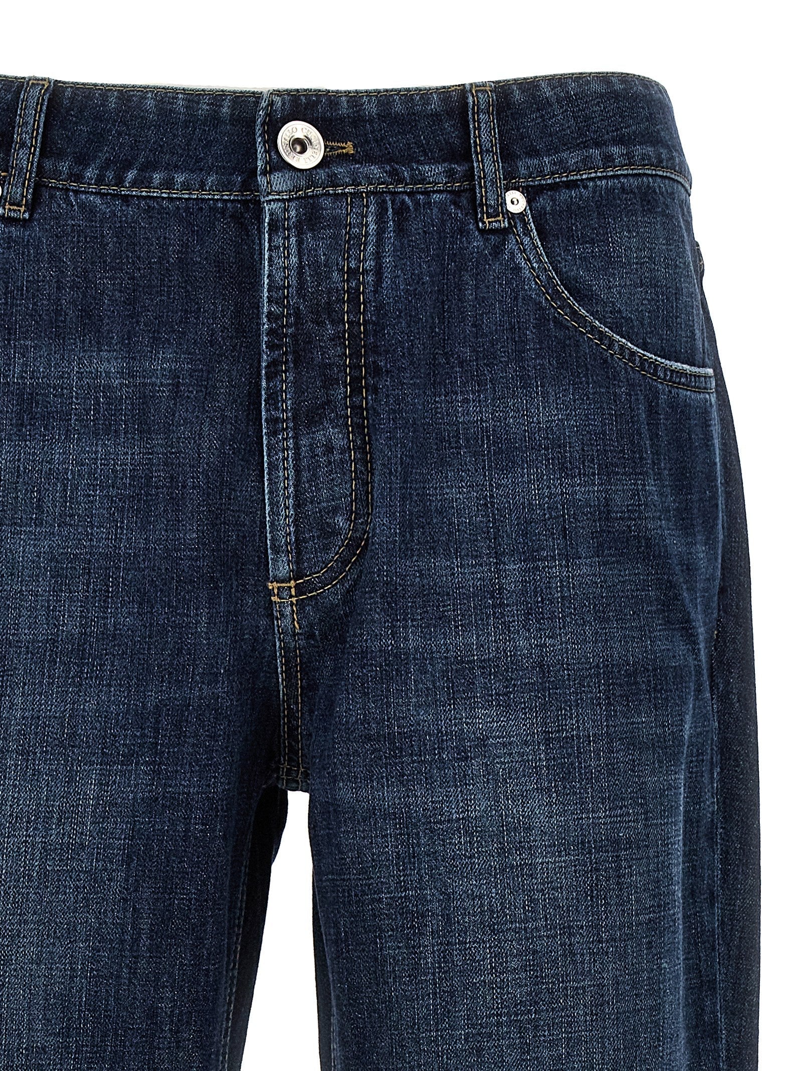Brunello Cucinelli Men Logo Embroidery Jeans