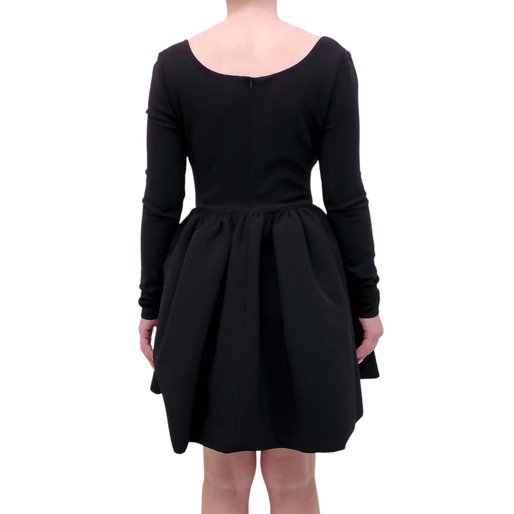 MAGDA BUTRYM BLACK LONG-SLEEVE MINI DRESS - SIZE 36