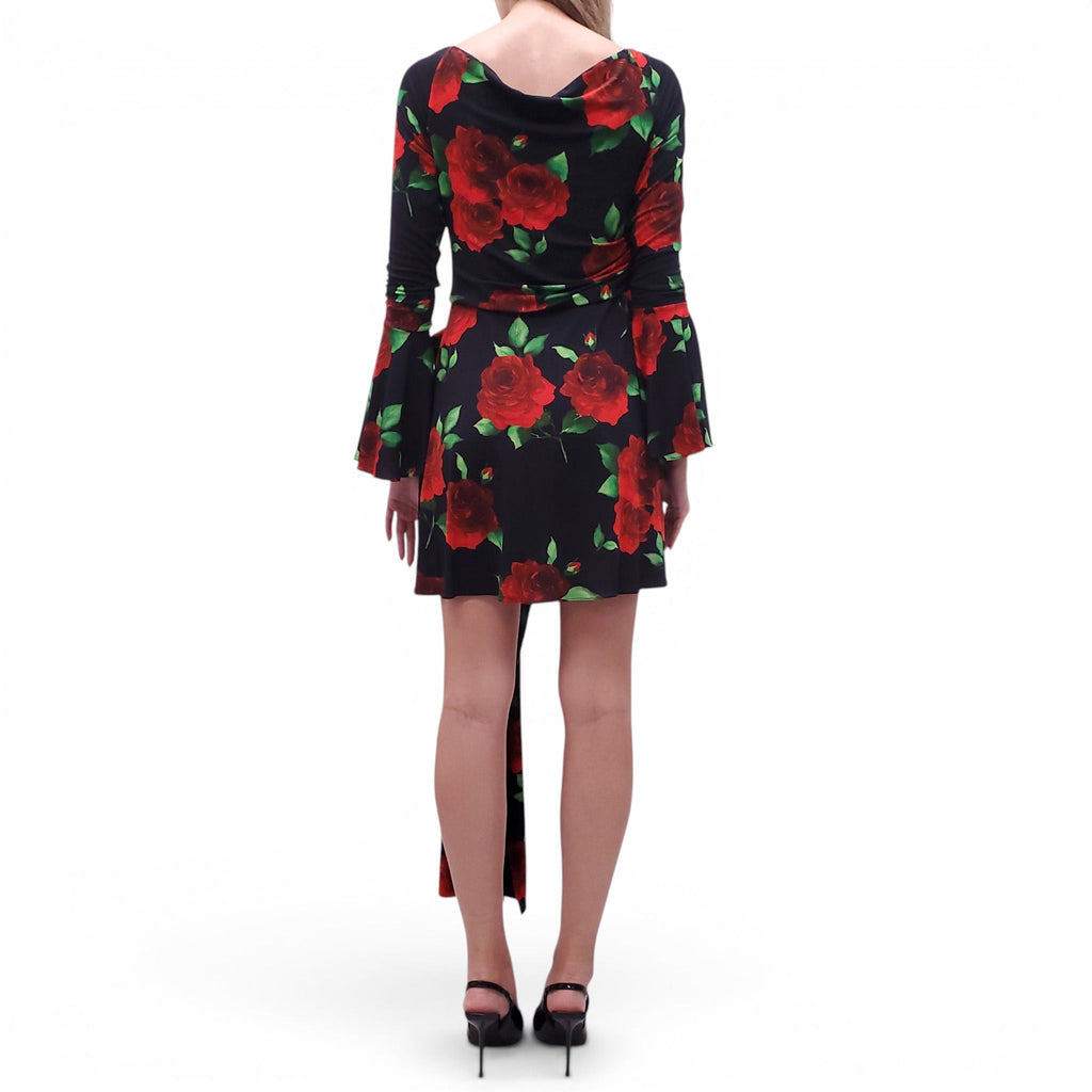 MAGDA BUTRYM BLACK ROSE PRINT DRESS - SIZE 42