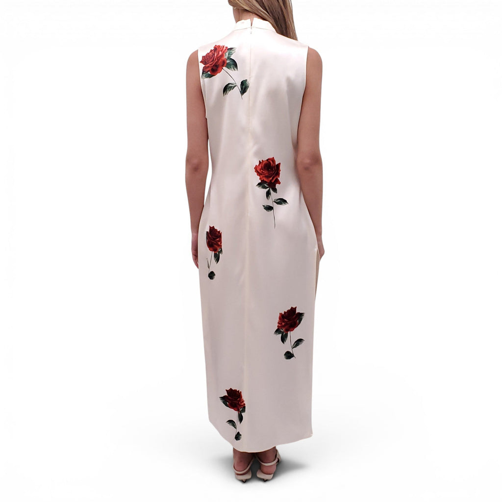 MAGDA BUTRYM CREAM ROSE PRINT MAXI DRESS - SIZE 42