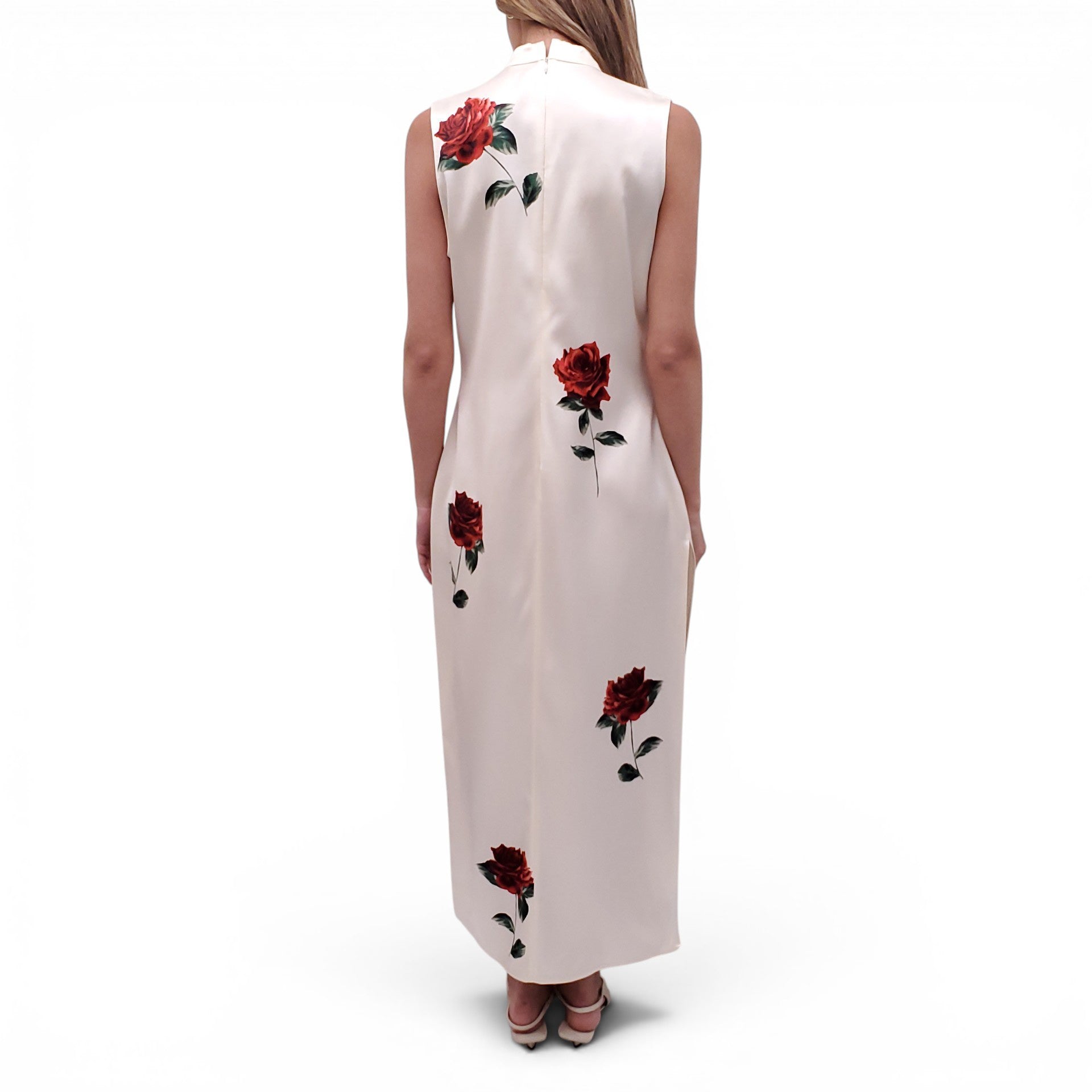 MAGDA BUTRYM CREAM ROSE PRINT MAXI DRESS - SIZE 42