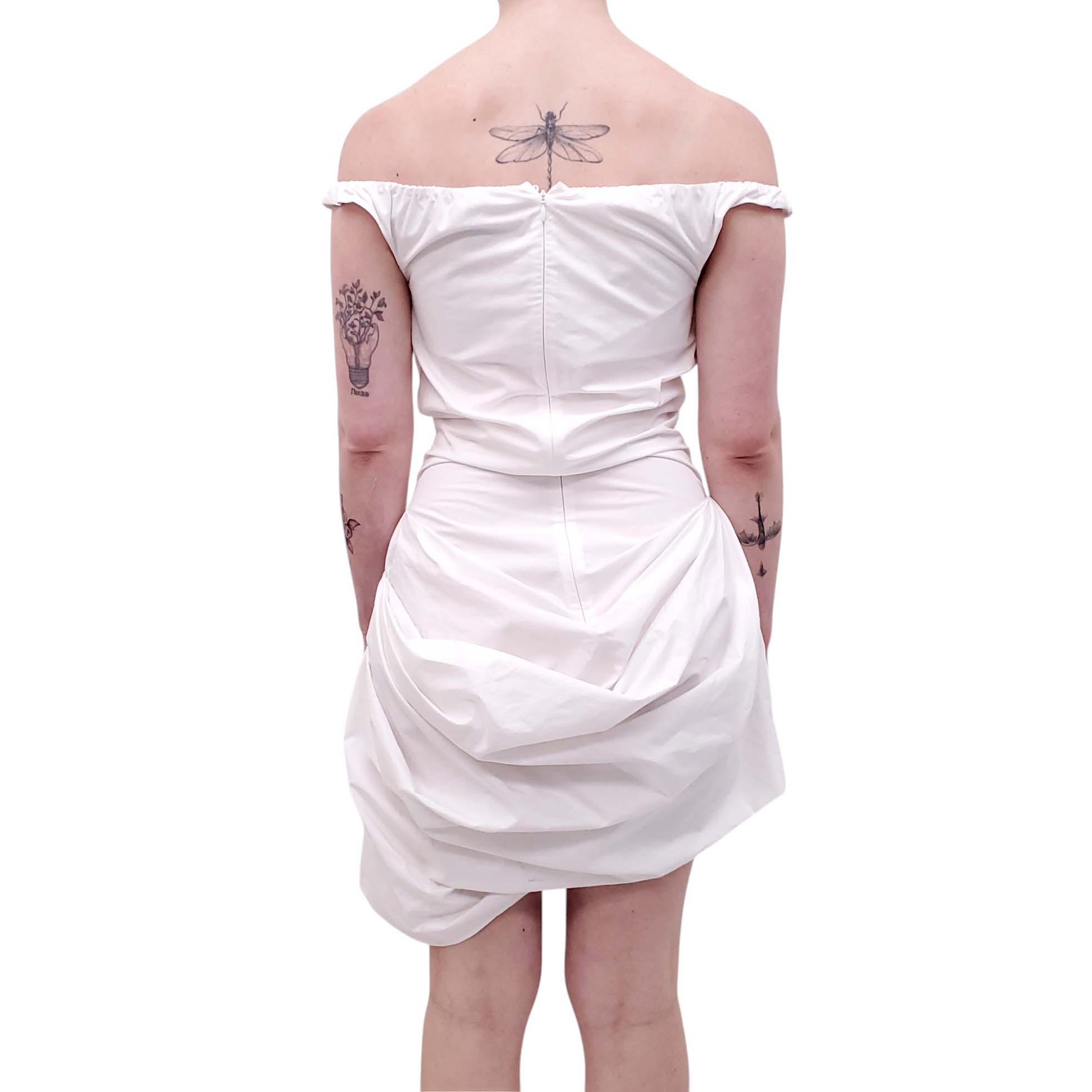 MAGDA BUTRYM WHITE OFF-THE-SHOULDER MINI DRESS - SIZE 38