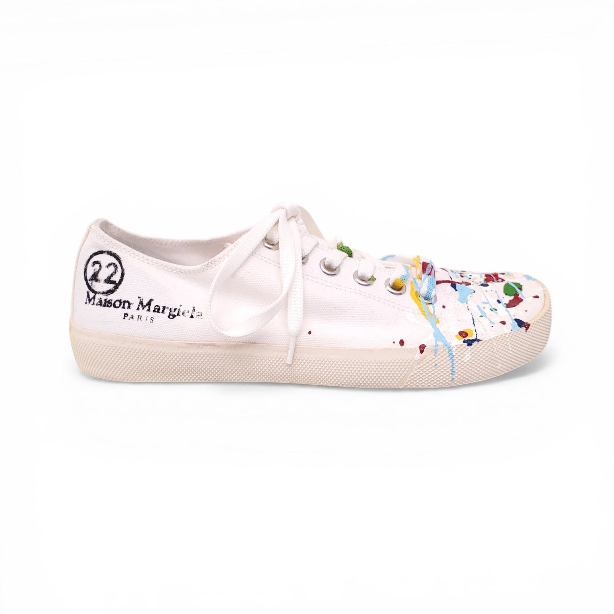 MAISON MARGIELA TABI PAINT-SPLATTER SNEAKERS - SIZE 36